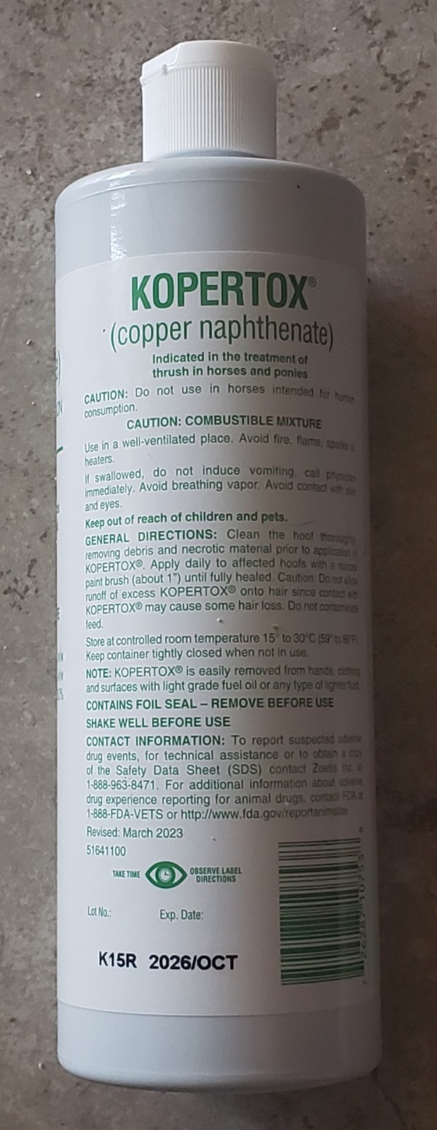 Kopertox Copper Treatment Footrot Trush Water Resistant Horse and Hoof Care 8oz
