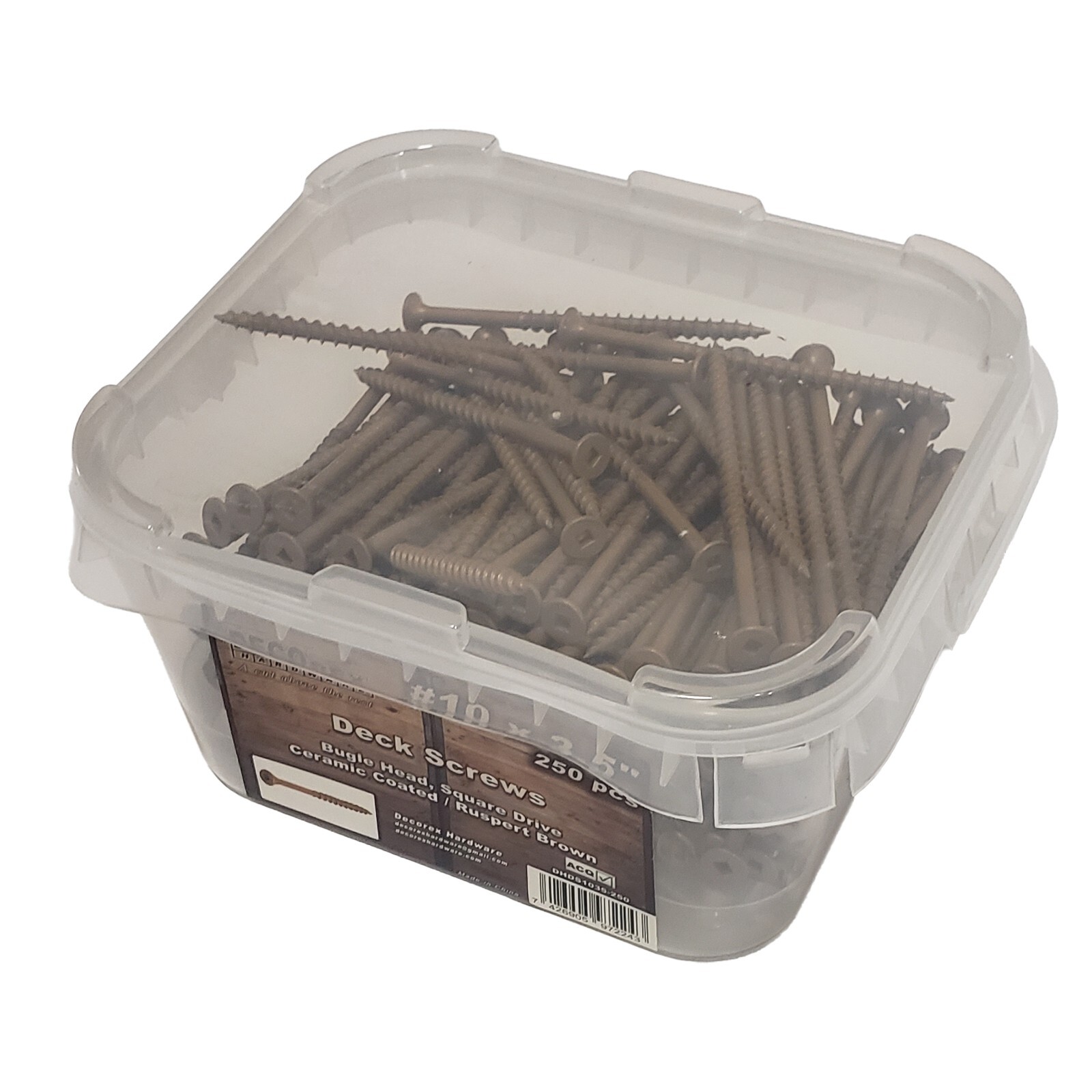 #10 x 3 1/2″ Deck Screws | Square Drive | Bugle Head | Brown Ruspert | 250pcsBOX