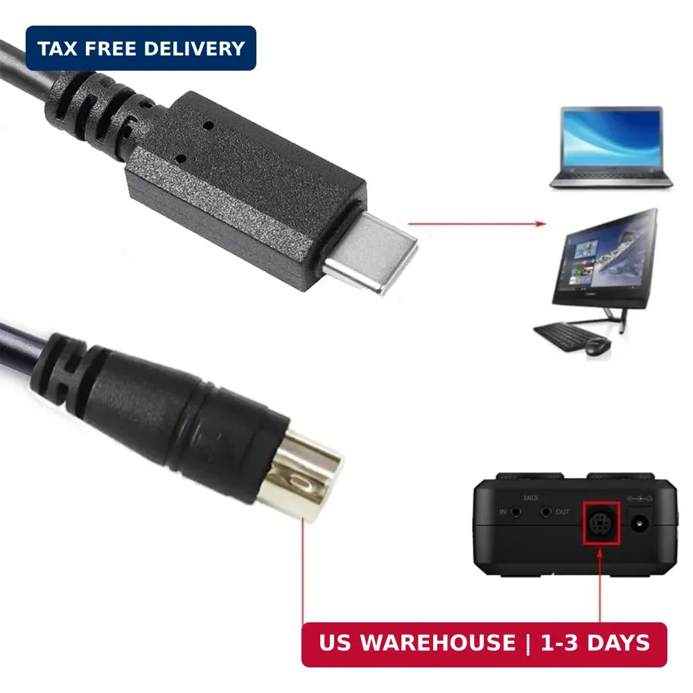 USB-C to Mini-Din 7 Pin Male Cable for IK Multimedia iRig Series, Compatible wit