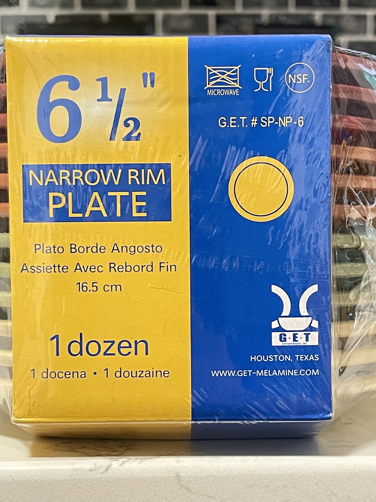 GET Enterprises 6 1/2 Inch Narrow Rim Melamine Plates 12 Pack Of 4 Colors -NEW