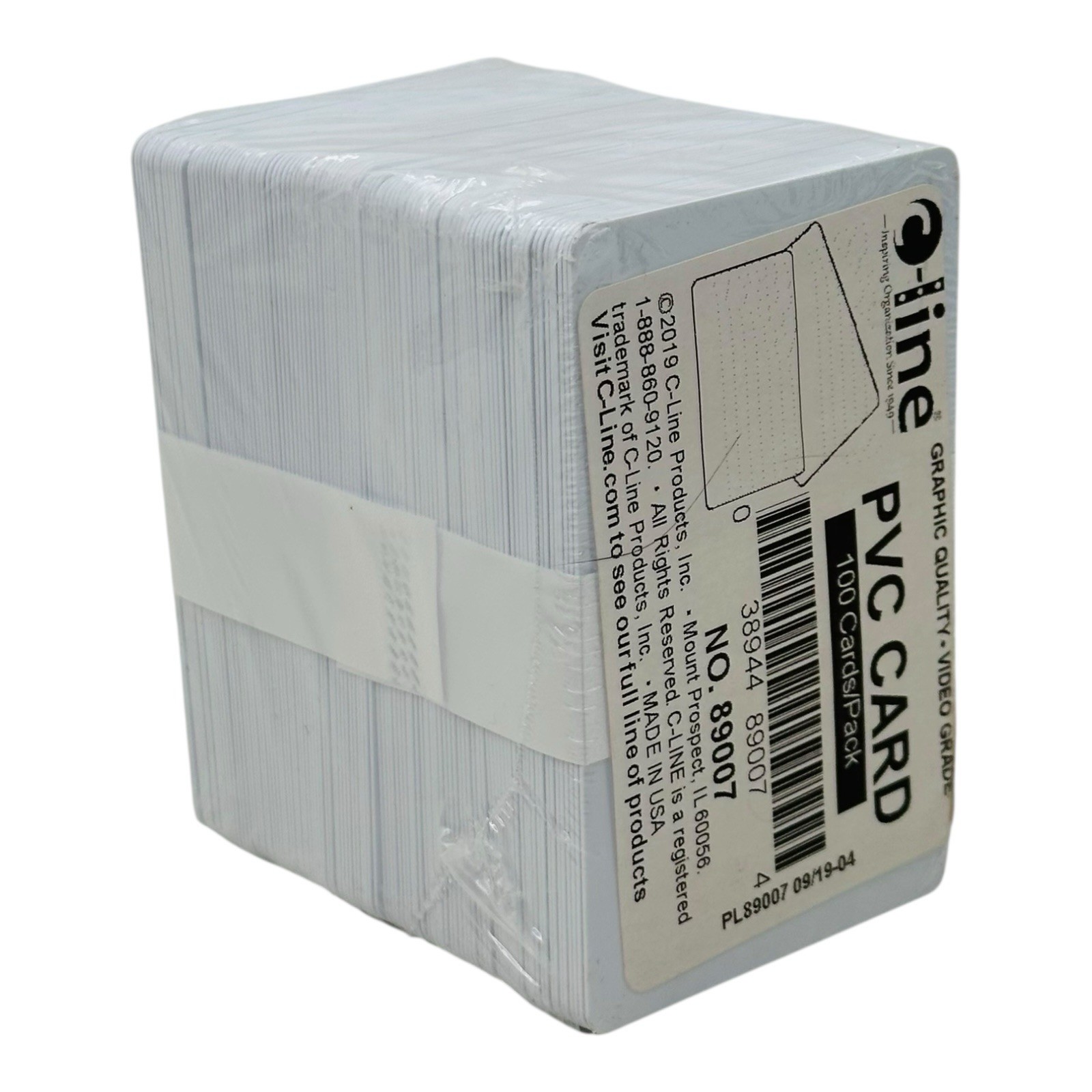 100 Count C-Line Graphics Quality Video Grade PVC Cards 2.13″ x 3.38″ White