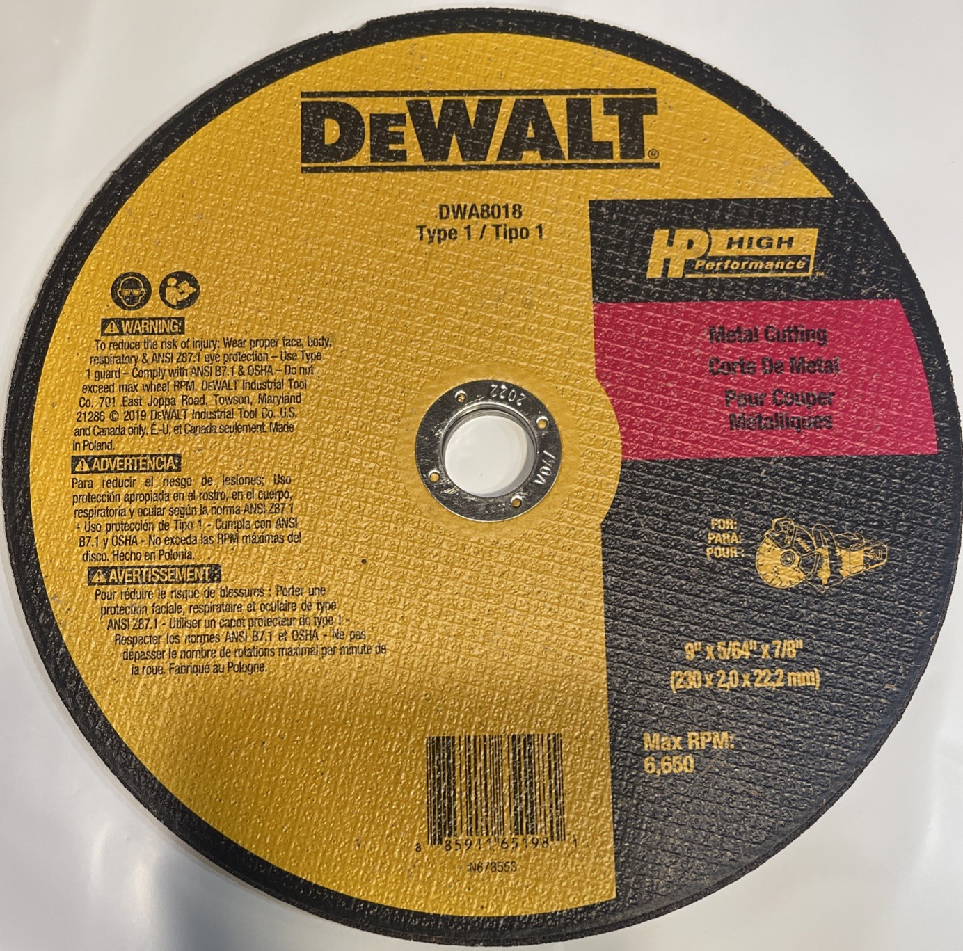 5 Packs Dewalt Thin Cut-Off Wheel DWA8018 9″ X 5/64″ X 7/8″