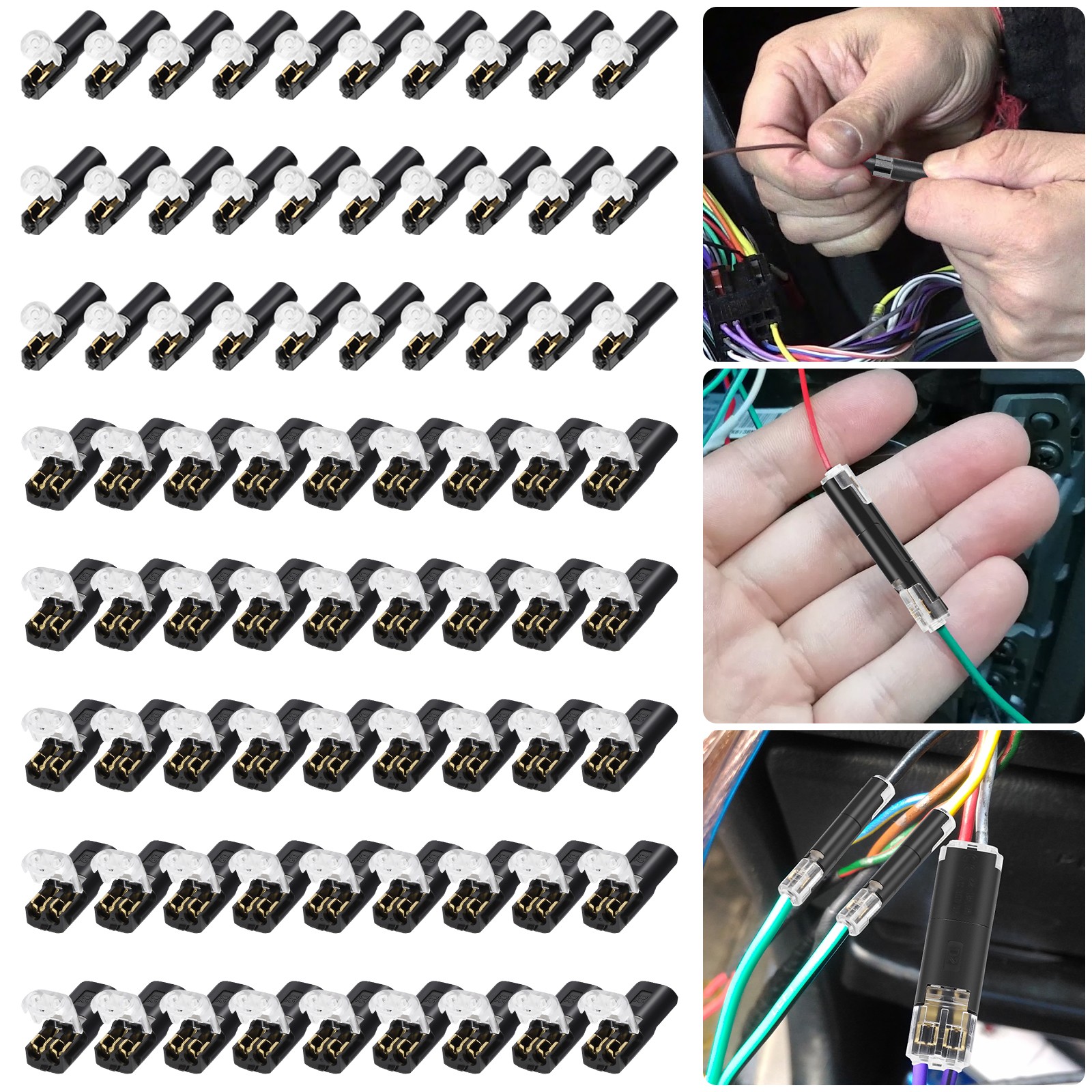 100 PCS Plug-In Quick Wire Connectors, Reusable Clamp Terminal Blocks for Cables
