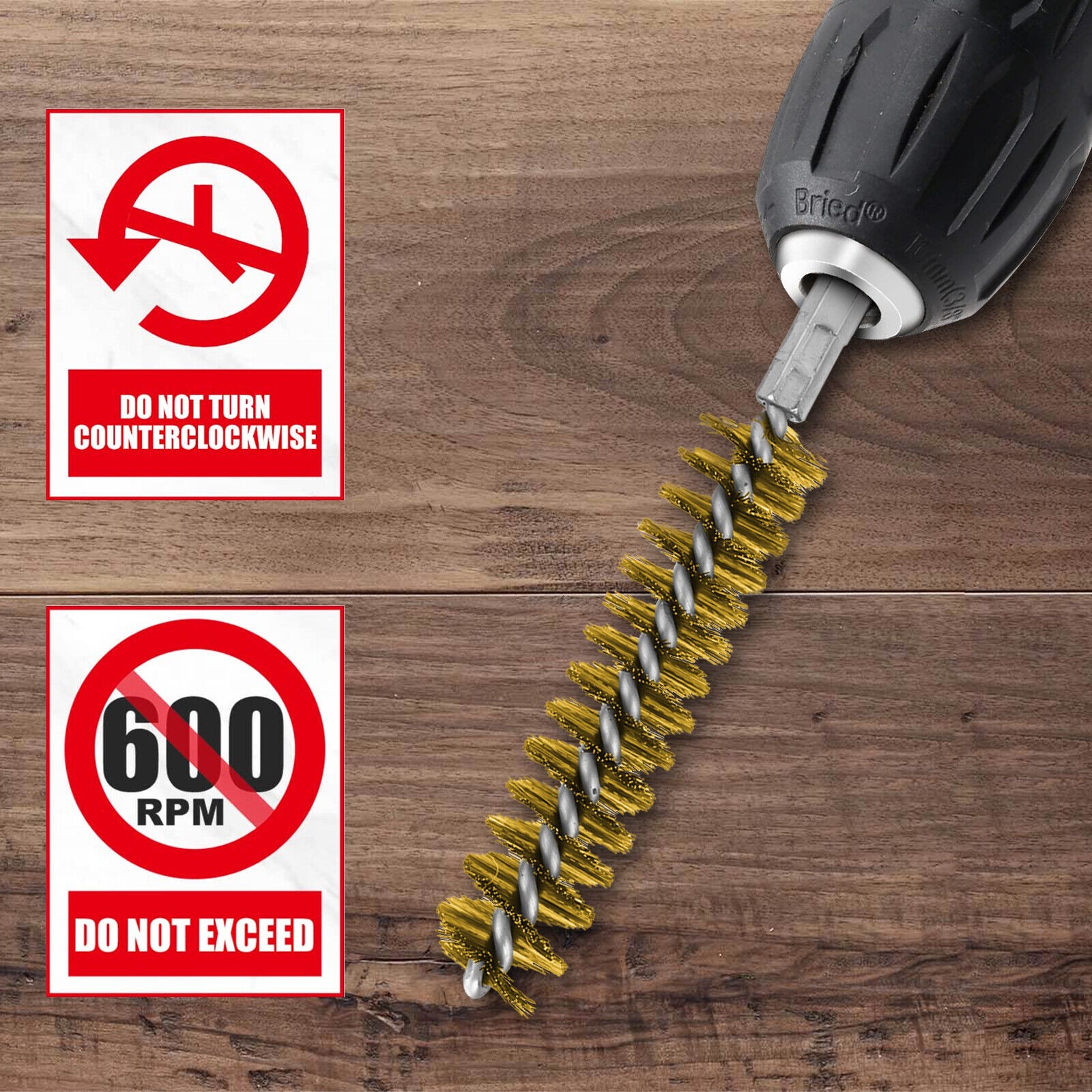 6Pcs Hex Shank Brass Bore Brush Set Power Drill For Cleaning Polishing Painting