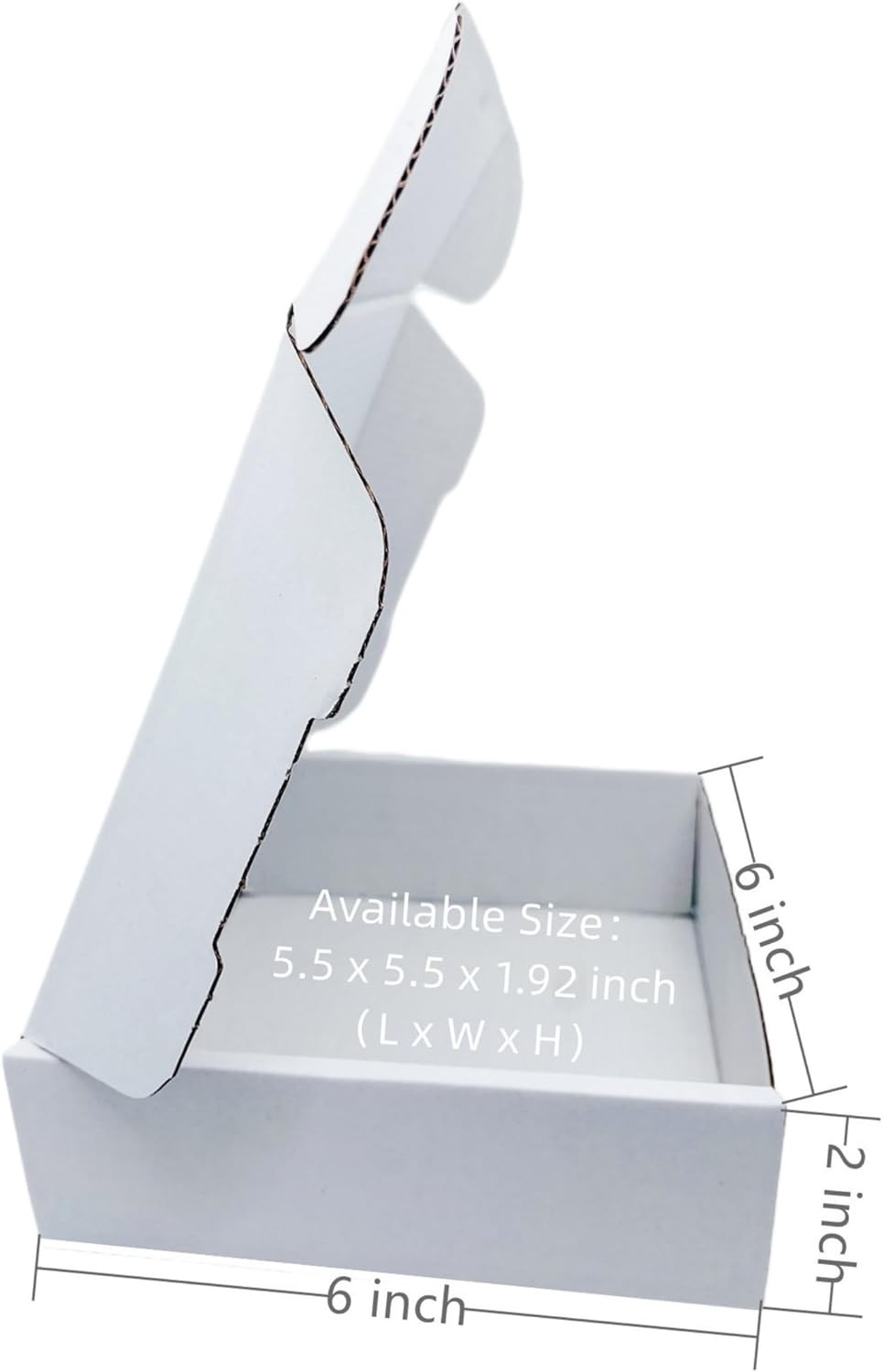 6x6x2 Inch White Corrugated Shipping Boxes, 50 Pack Recyclable Mailers