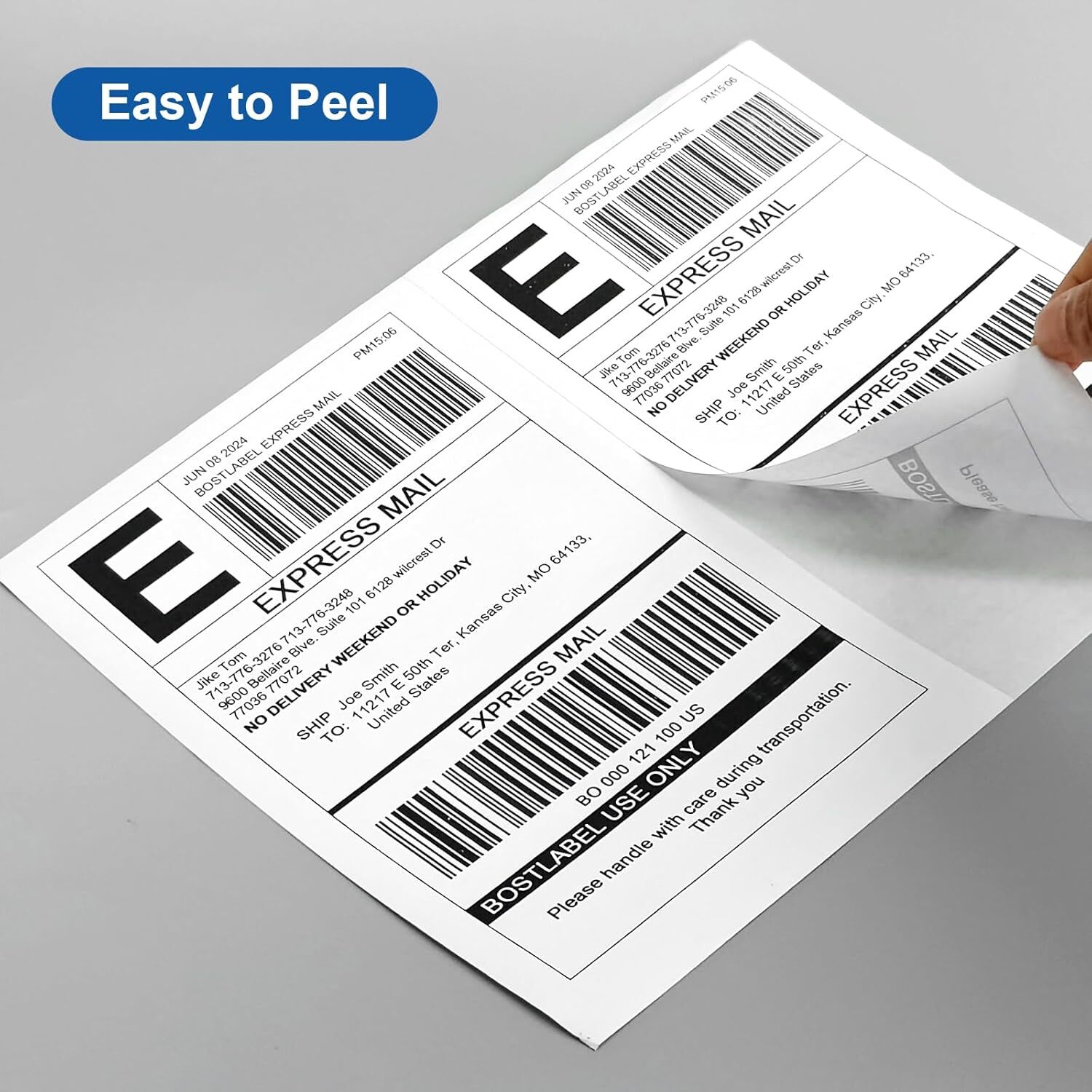 200 Half Sheet Shipping Labels 8.5″ x 5.5″ Self Adhesive Matte White 2 Per Sheet