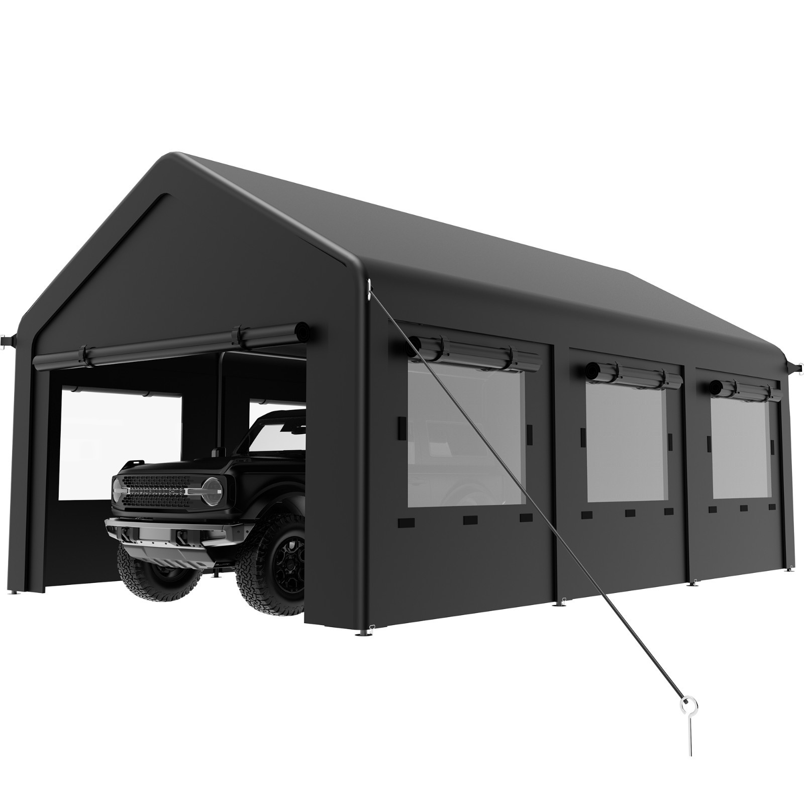 12’x20 ‘Outdoor Carport Canopy, Portable Garage Shelter with Side-Opening Door