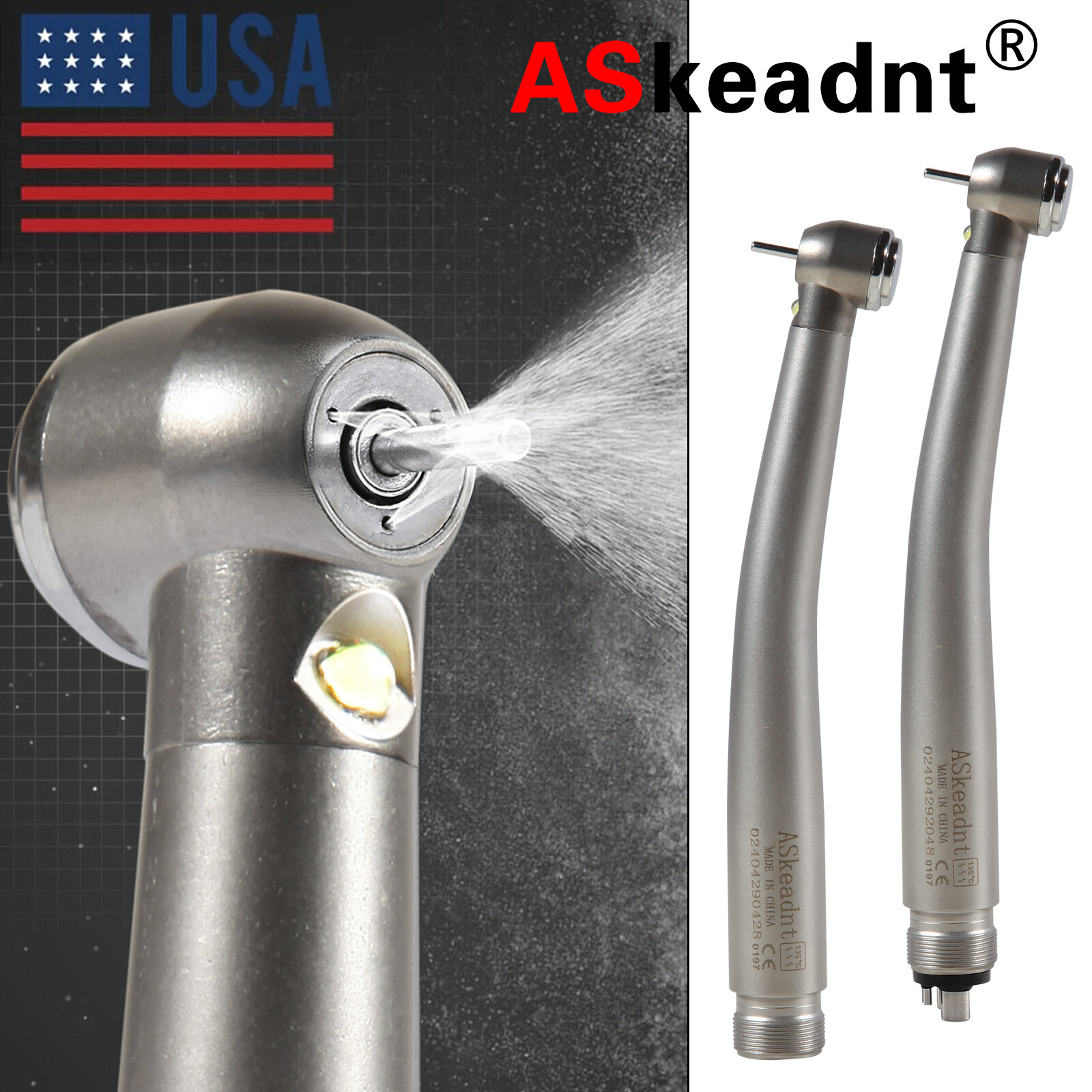 Pieza de mano LED turbina alta velocidad fibra óptica dental estilo NSK 2/4 Hole