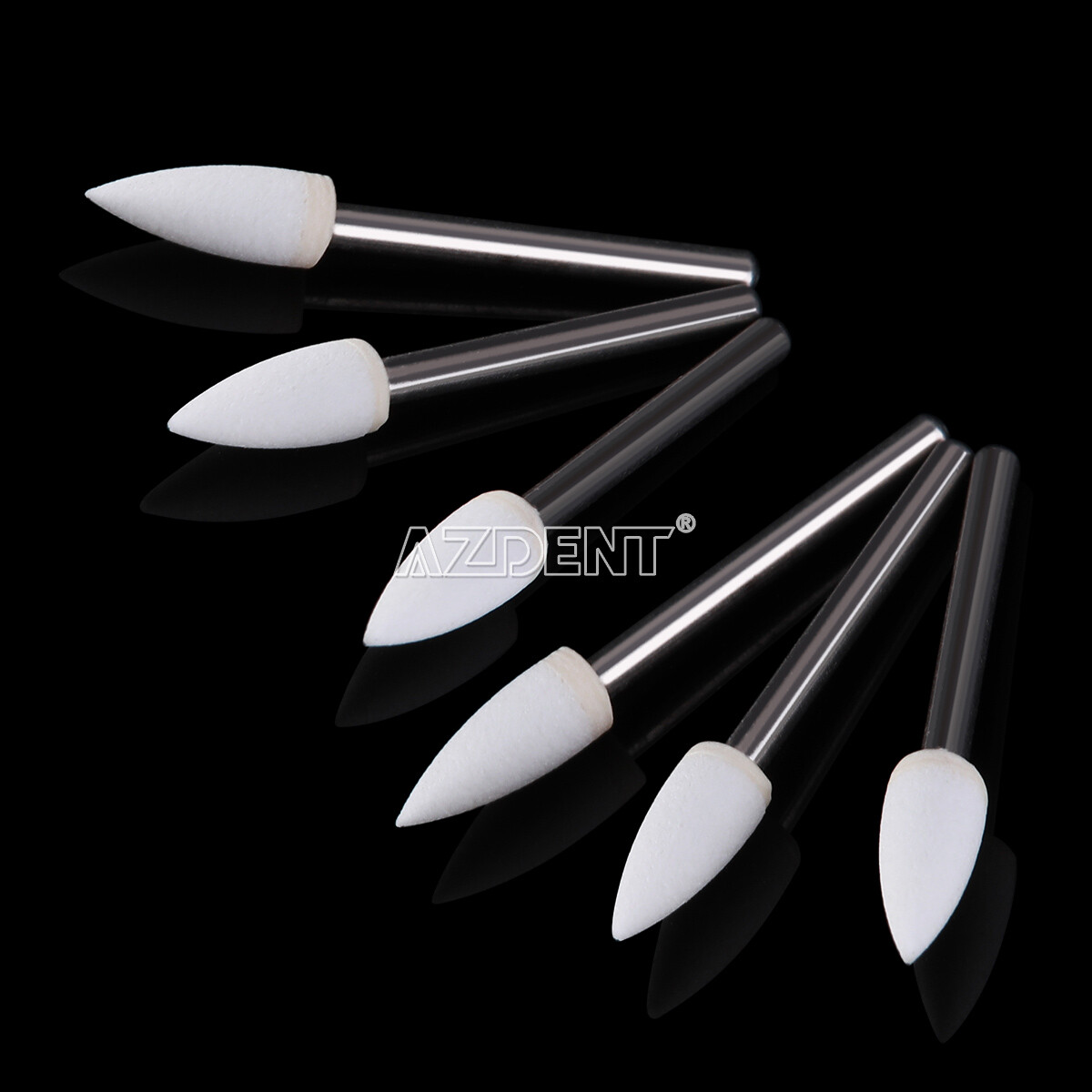 10packs Dental Flame Mounted White Stone Polishing Burs FG Abrasion Point Burs