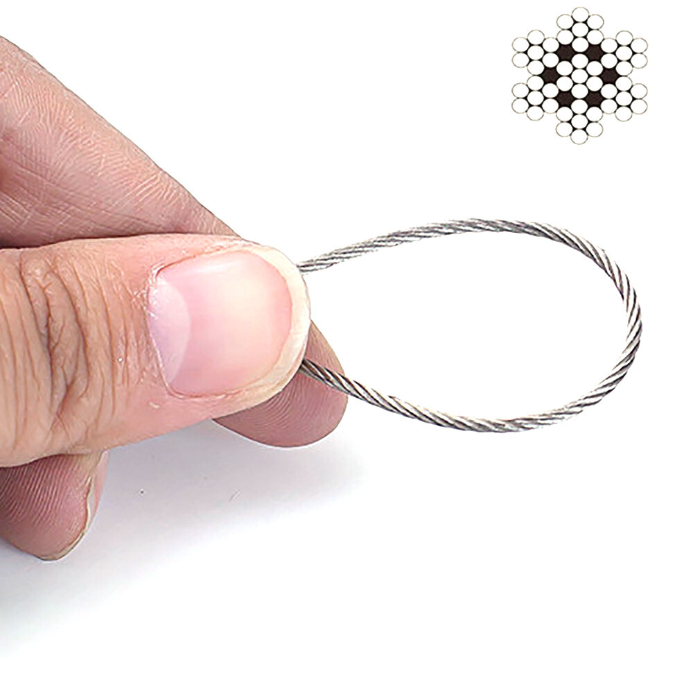 7×7 Stainless Steel Wire Rope Cable 0.3mm-4mm Fine Steel Wire Balustrade Cable