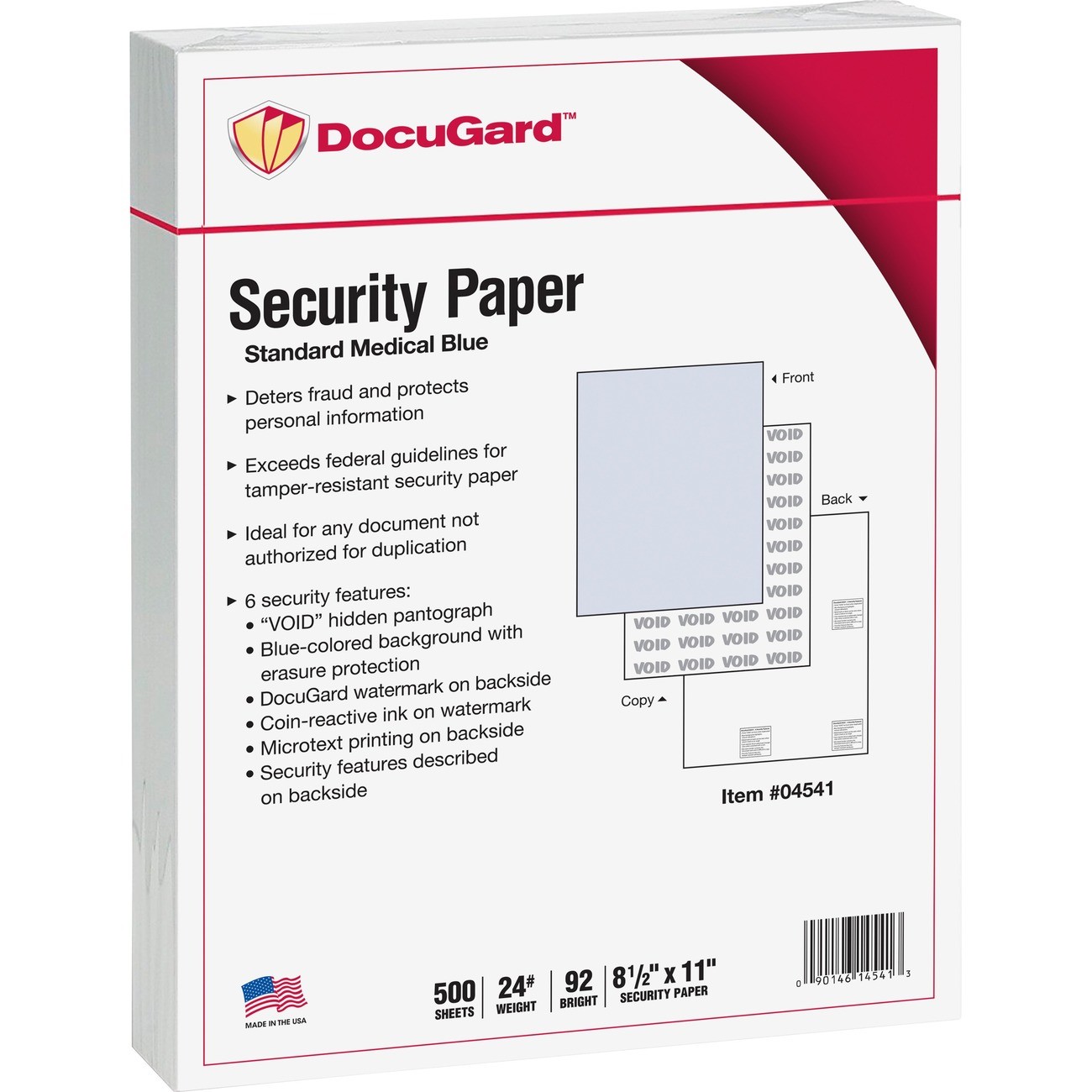 Docuguard Security Paper – Letter – 8.50″ X 11″ – 500 / Ream – Blue (PRB04541)