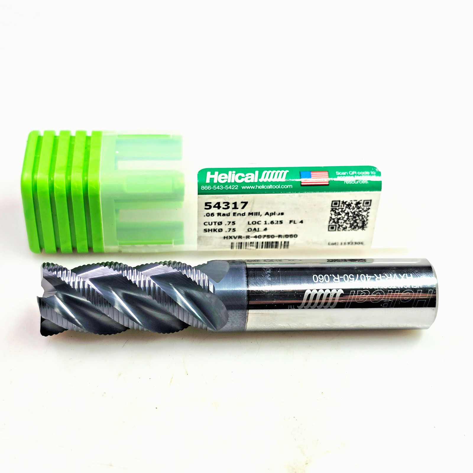 Helical 3/4″ x 3/4 x 1-5/8 x 4 R.06 Solid Carbide End Mill A-Plus 54317 Roughing