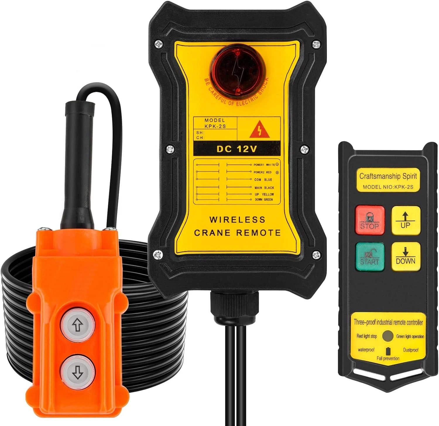 Wireless Dump Trailer Remote 2-in-1 Wired/12V 492ft Range for 2-3 Solenoid Coil