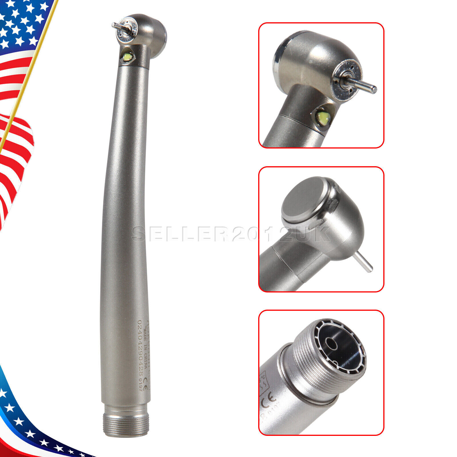 Dental High Speed Handpiece E-generator LED Fiber Optic Push 2 Hole 2-H Borden