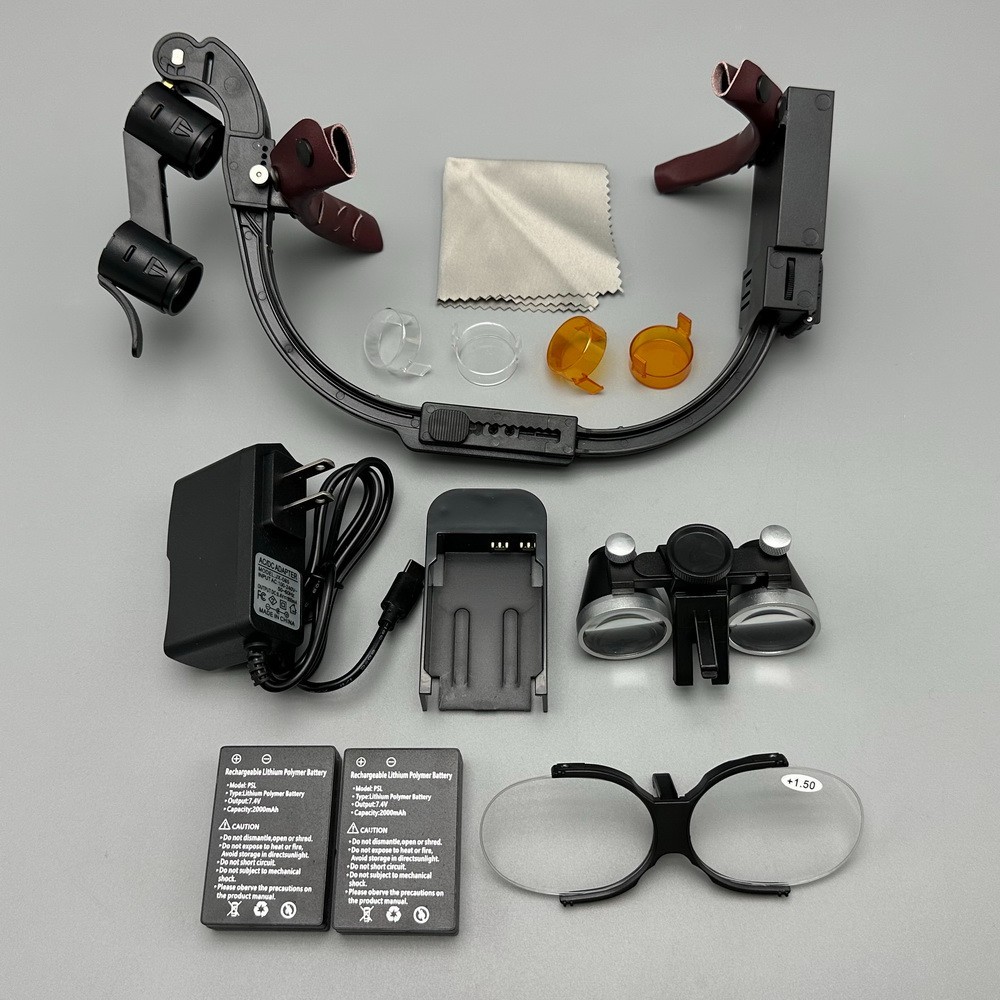 Dental Surgical Binocular Loupe Magnifier Glasses 3.5x Medical LED Head Light US