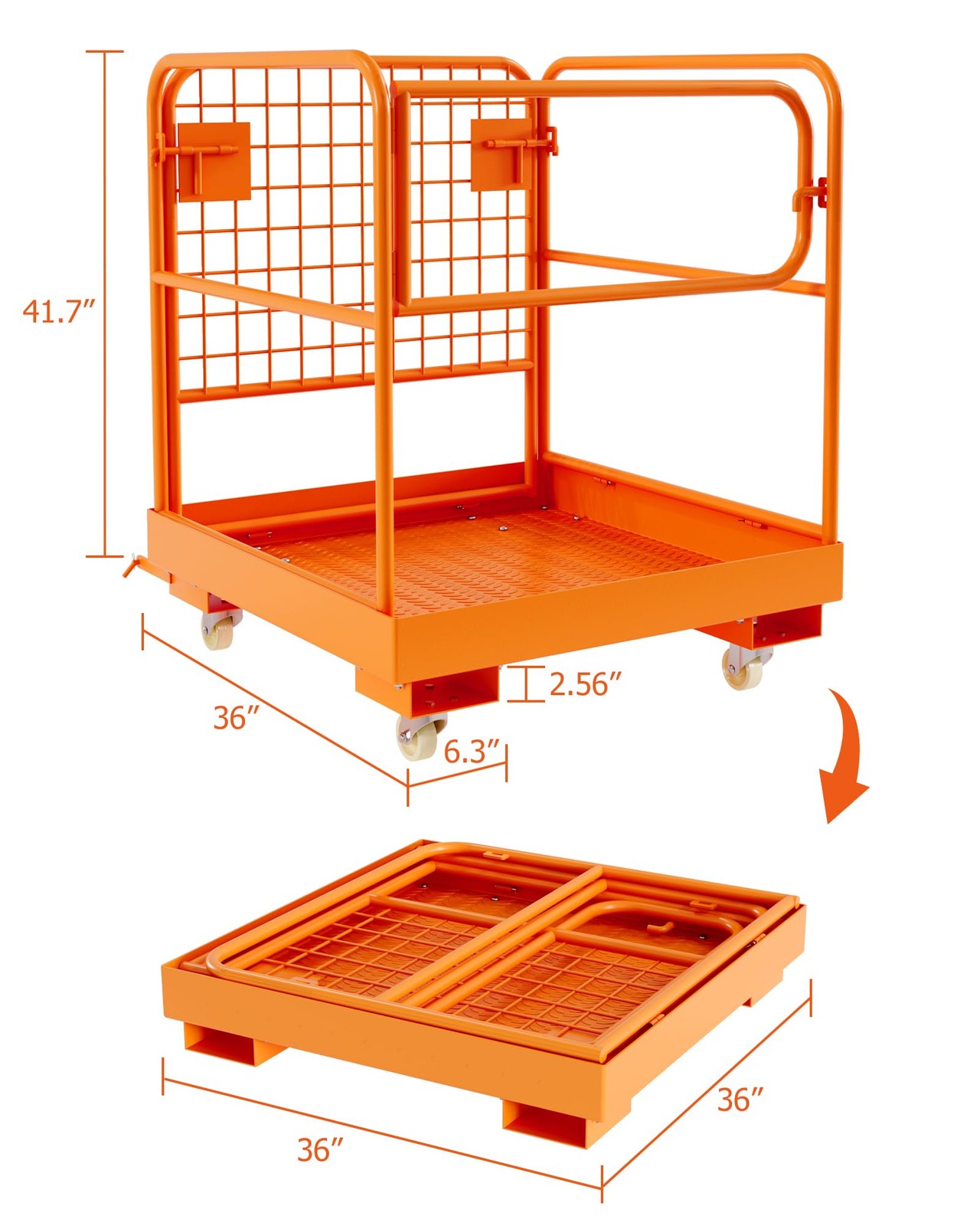 Forklift Safety Cage 36″x36″ Man Basket with Guardrail 1200 lbs for 1-3 People