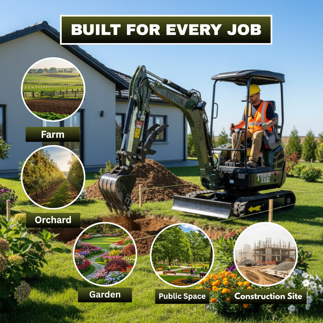 Free Ship TYPHON TERROR XVIII 4000lb Mini Excavator Kubota D902 w 13 Attachment