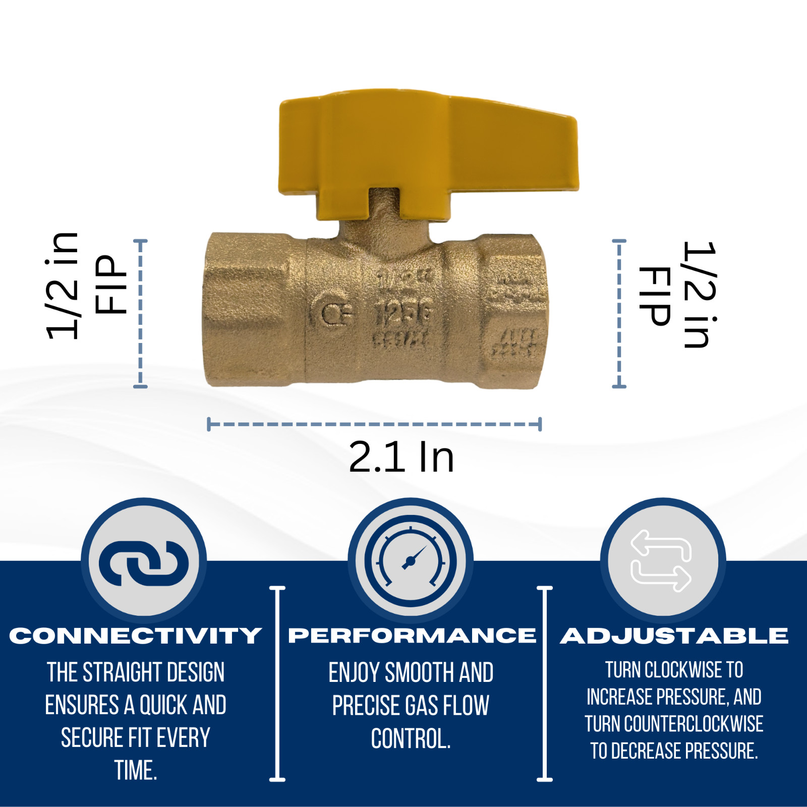 50) 1/2″ IPS BRASS GAS VALVE, CSA APPROVED 1/4 TURN – PROPANE, NATURAL GAS