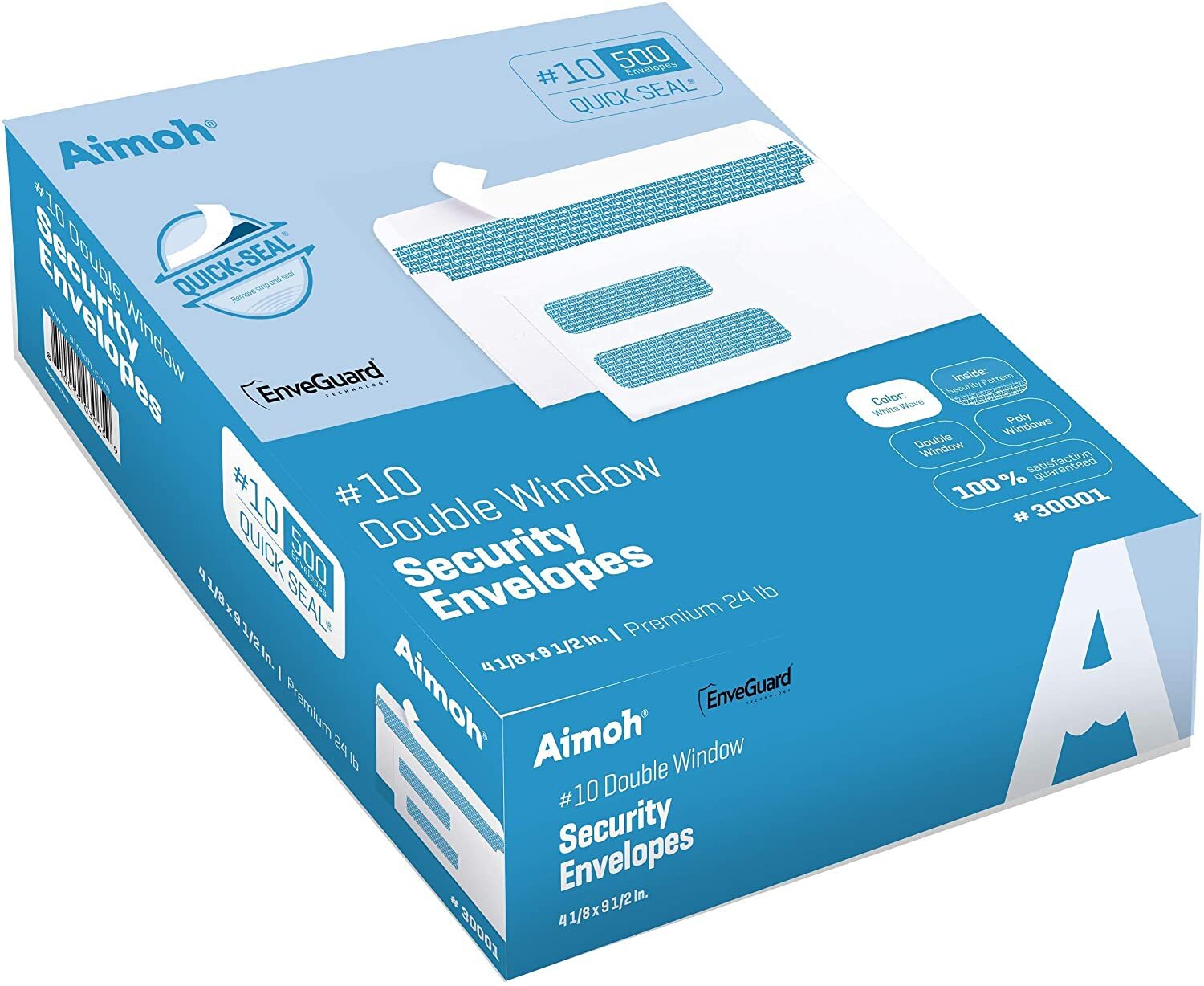 #10 Double Window Security Envelopes – Self Seal – Security Tinted (30001)