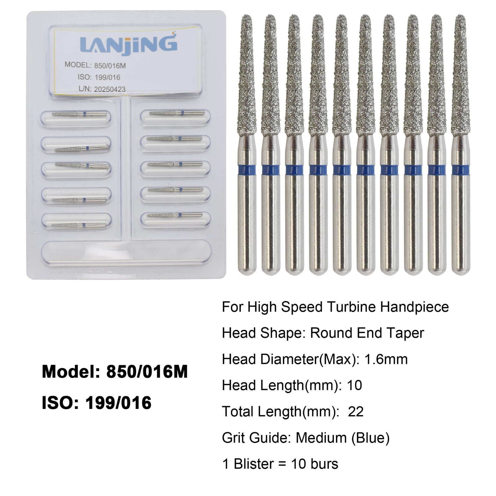 Dental Diamond Burs FG Round End Taper Football Barrel Pear Coarse Fine 856 379