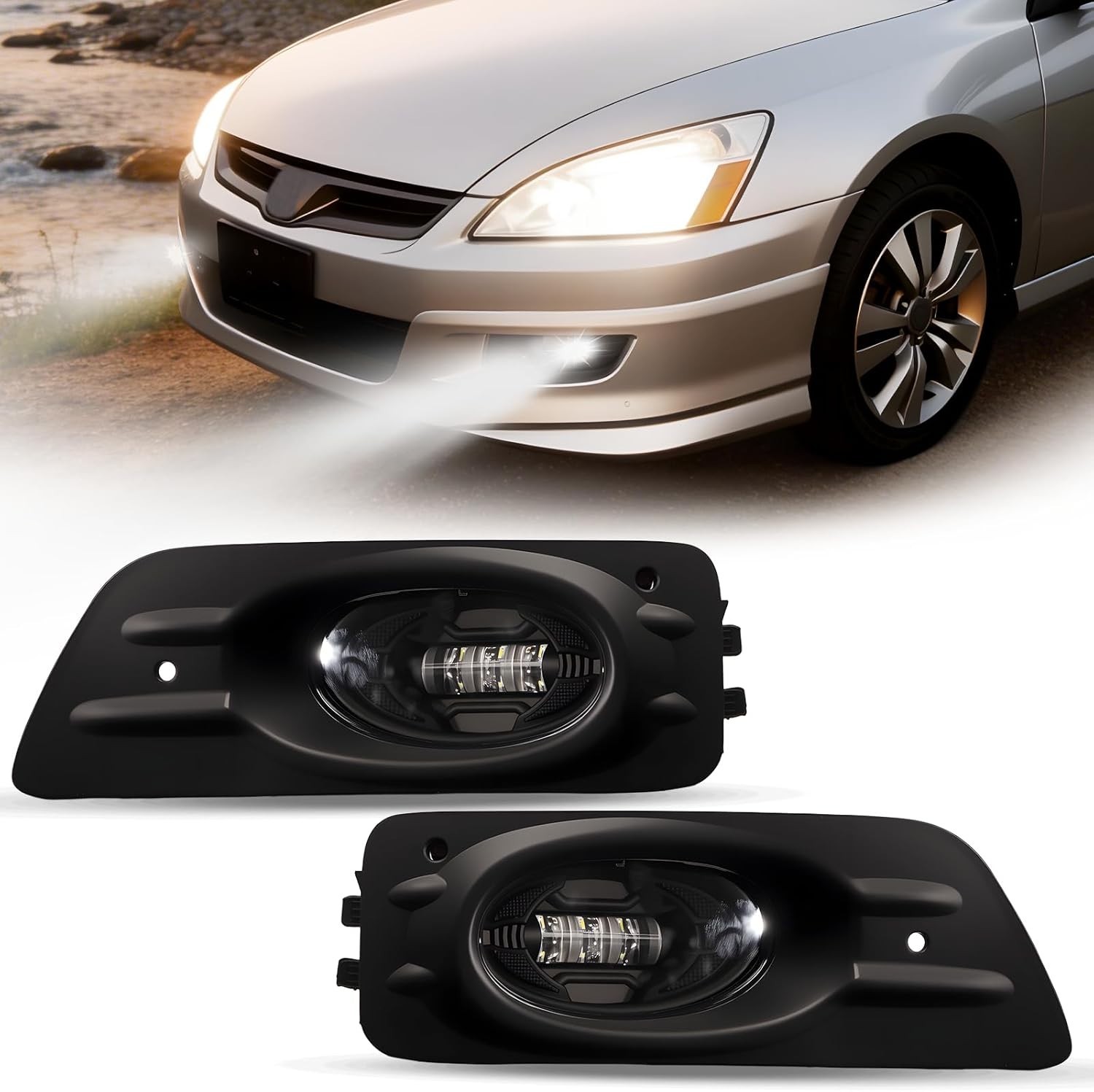 LED Fog Lights for 2006 2007 Honda Accord Sedan 4 Door 1 Pair Of Front Bumper Dr