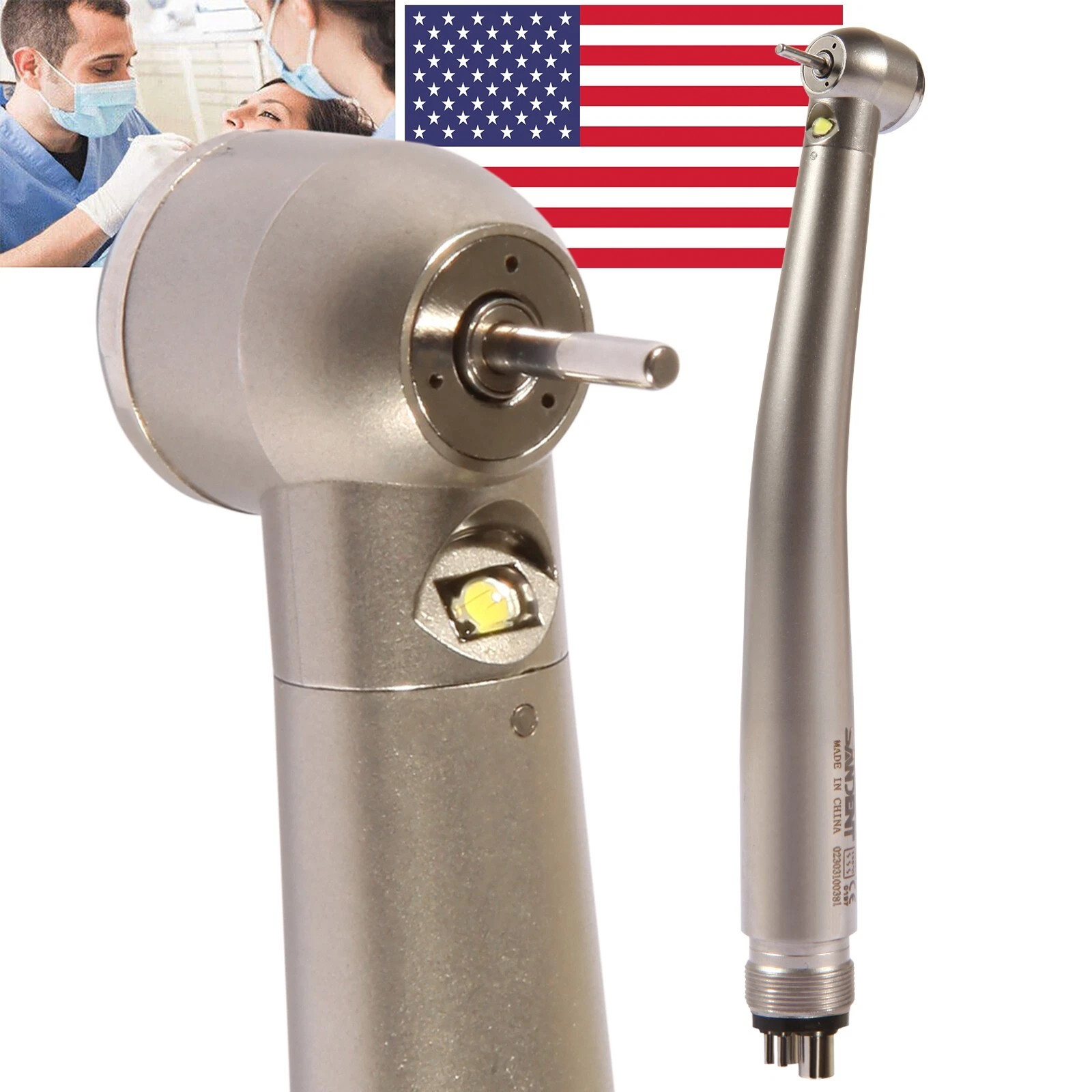 NSK Style Dental Fiber Optic LED E-generator High Speed Handpiece Turbine 4Holes