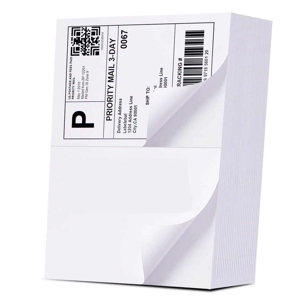 50 – 1000 Half Sheet 8.5 x 5.5 Shipping Labels 2 Per Sheet Self Adhesive Paper