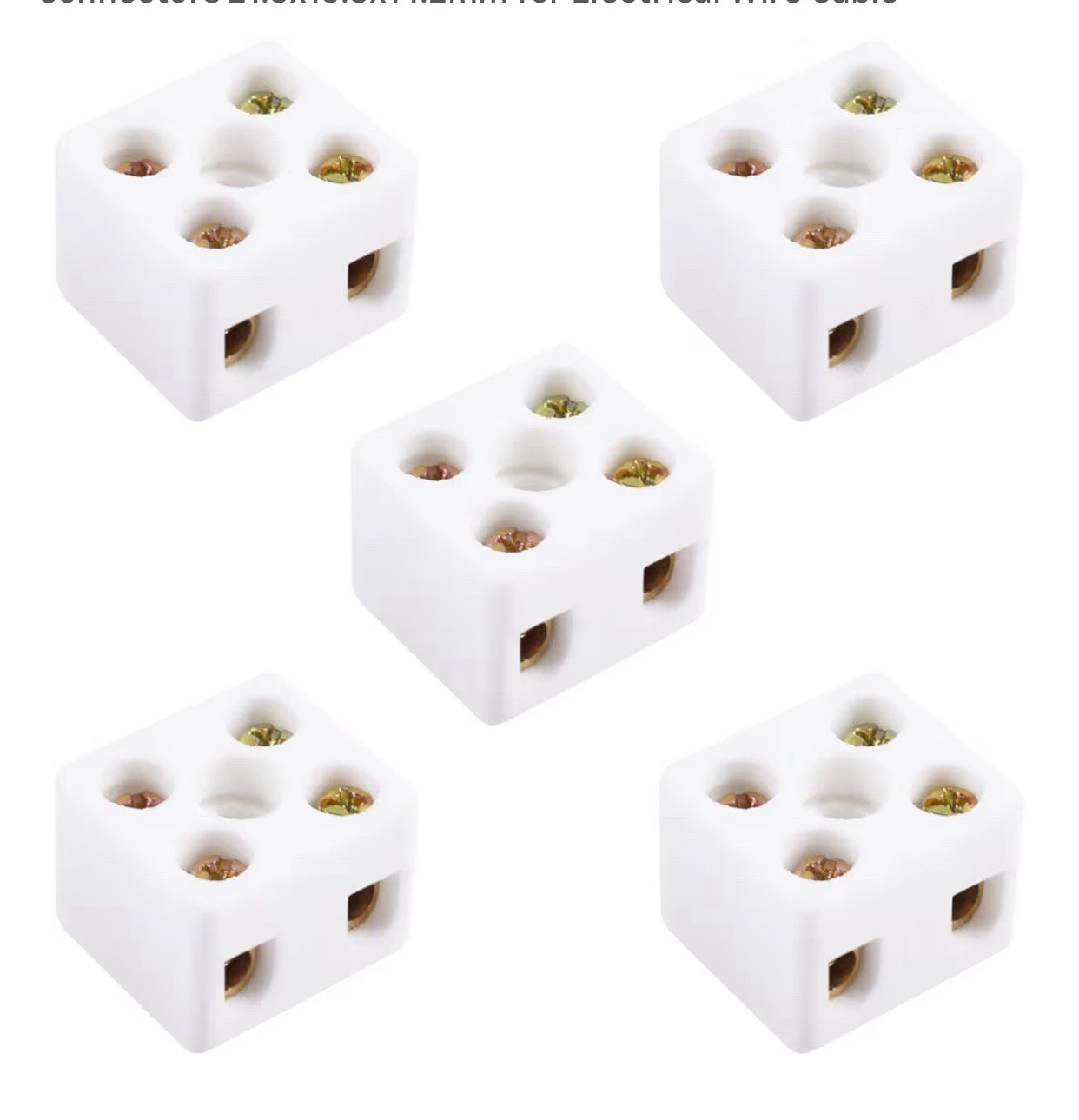 Ceramic Terminal Block High Temperature 21.5×19.5×14.2mm 500V 10 Amp 2-way 5 pcs