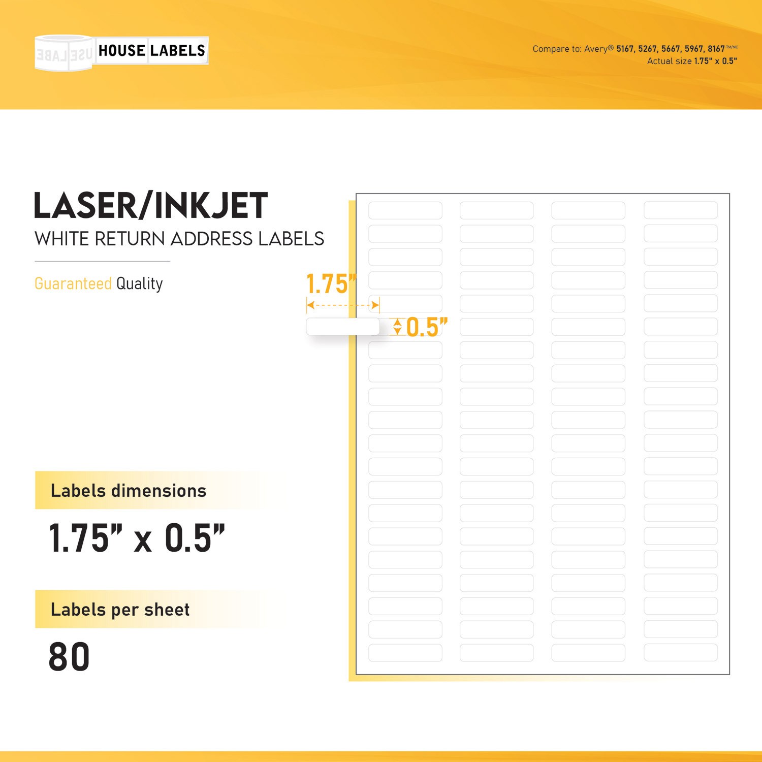 16000 Labels – 200 sheets 80 UP 1 3/4″x 1/2″ Blank White Return Address Labels