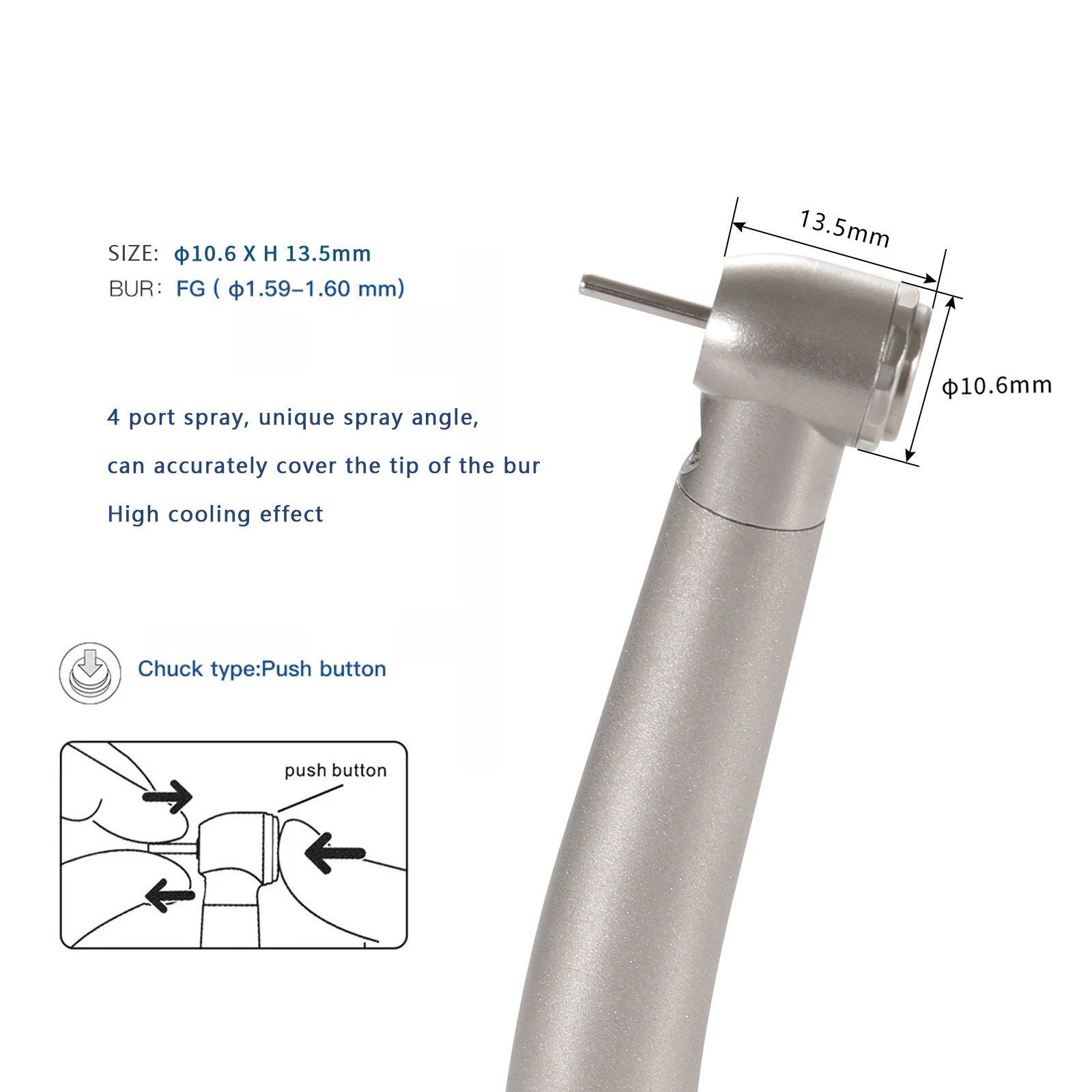 NSK Style Dental Fiber Optic LED E-generator Handpiece High Speed Turbine 4HOLE