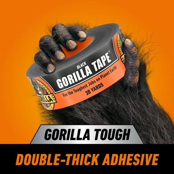 Gorilla 30 yard Black Tough Duct Tape Single Rroll, Pack of 1