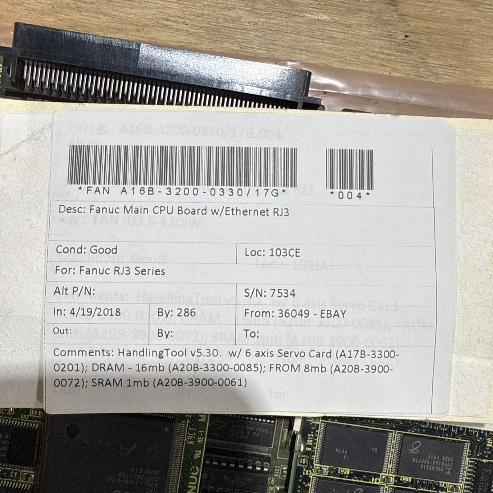 FANUC MAIN CPU BOARD MODULE A16B-3200-0330 /17G Used Good