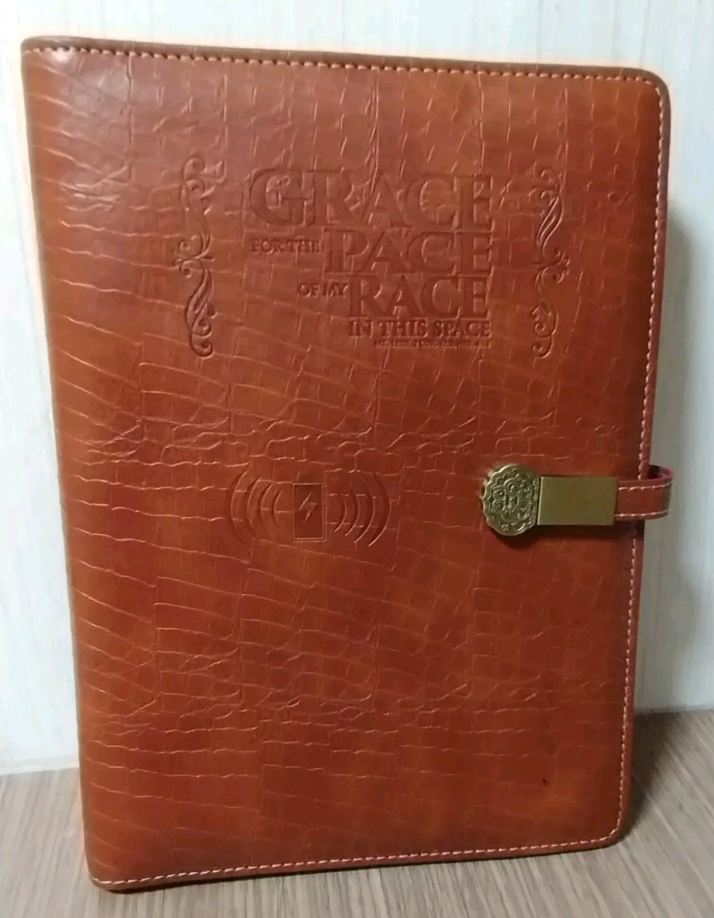 RELATION Executive Leather Notebook, with Qi Wireless Charger and Power Bank