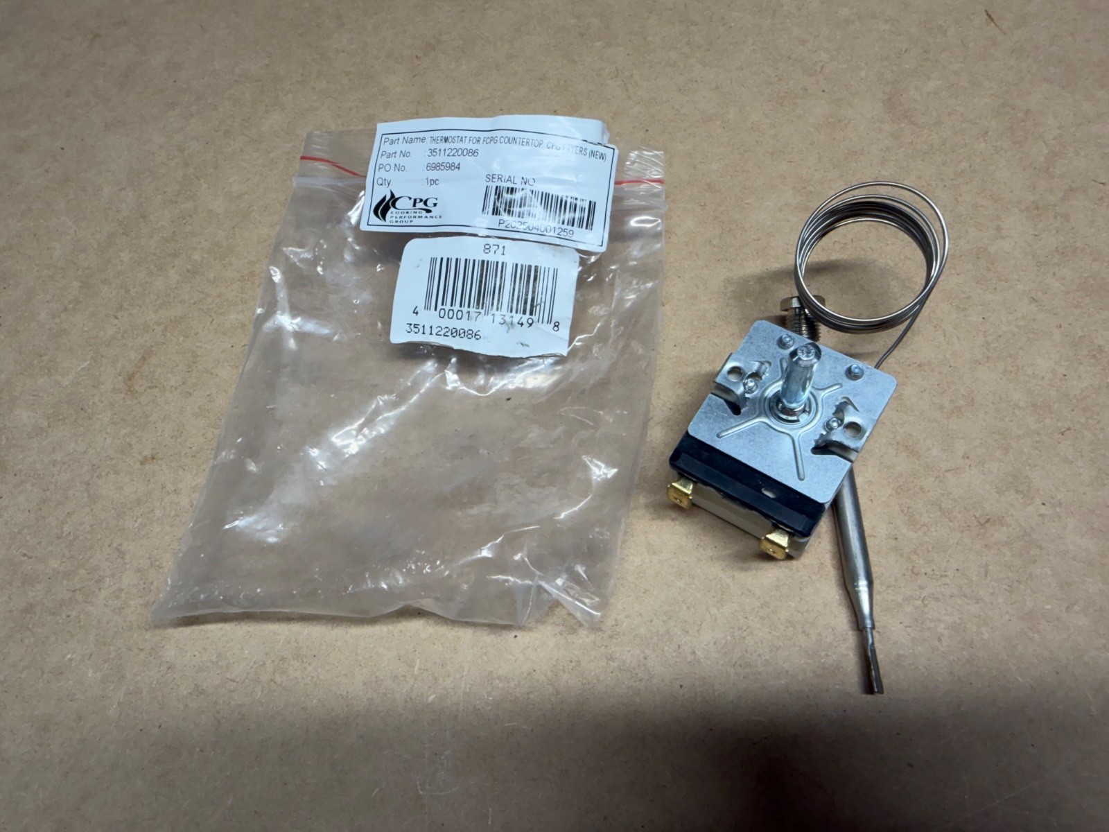 Cooking Performance Group 3511290238 High Limit Thermostat for Fryer FCPG Series