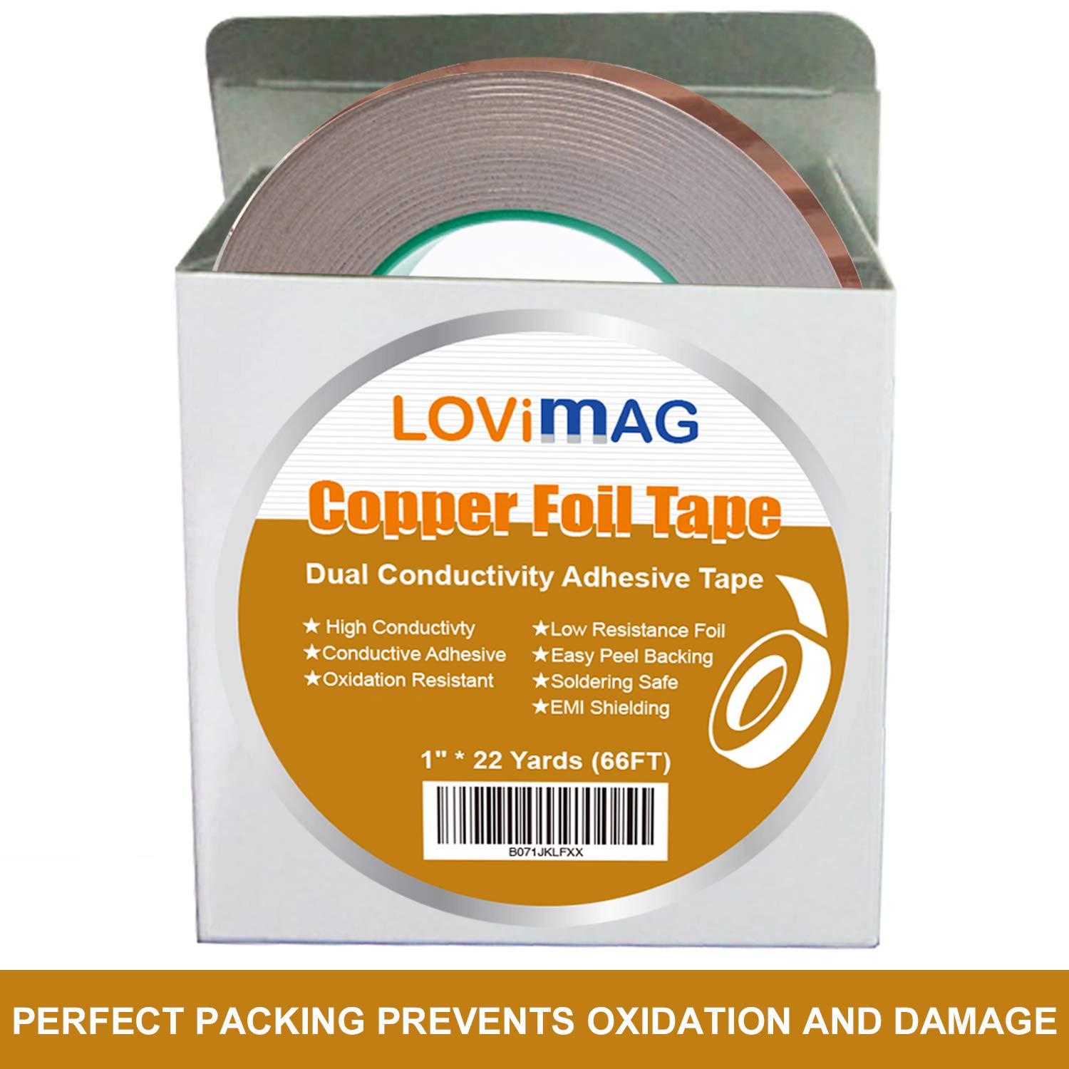 Copper Foil Tape (1″X66ft) with Conductive Adhesive for Guitar & EMI Shielding..