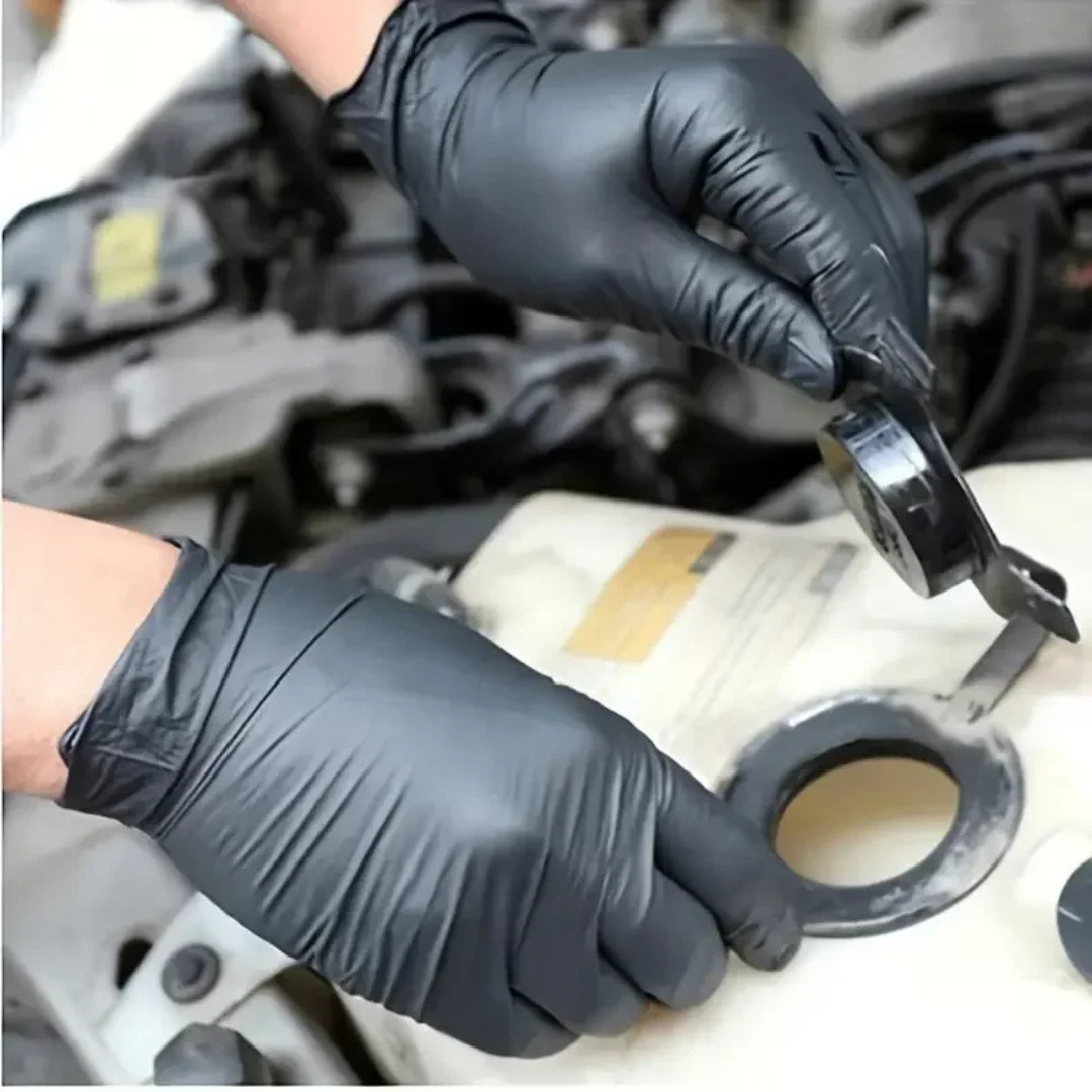 Disposable Nitrile Exam Gloves, 5 Mil Black, Powder-Free Heavy Duty Clean Glove