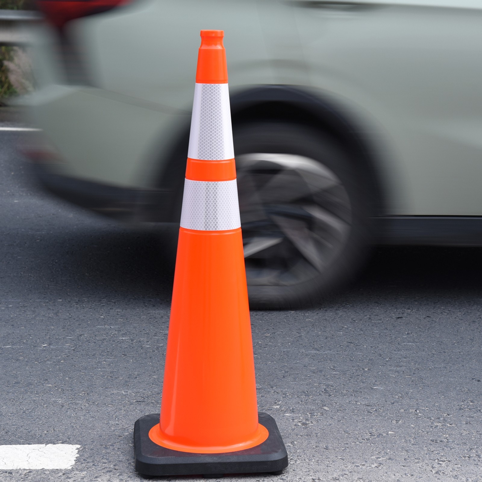 6 Pack 36″ Orange Traffic Safety Cones Durable PVC with Weighted Black Base