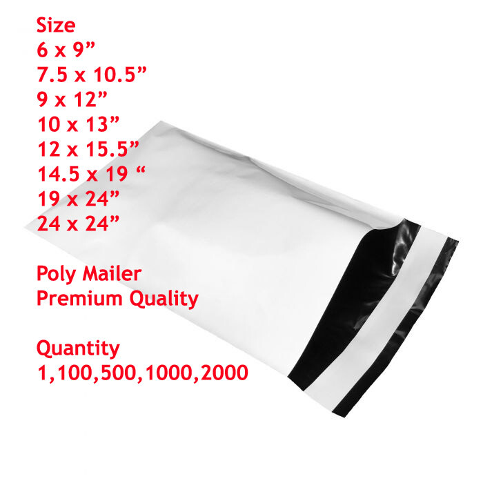 Poly Mailers- 6X9 7.5×10.5 9×12 10×13 12×15.5 14.5×19 19×24 24X24 Shipping Bag