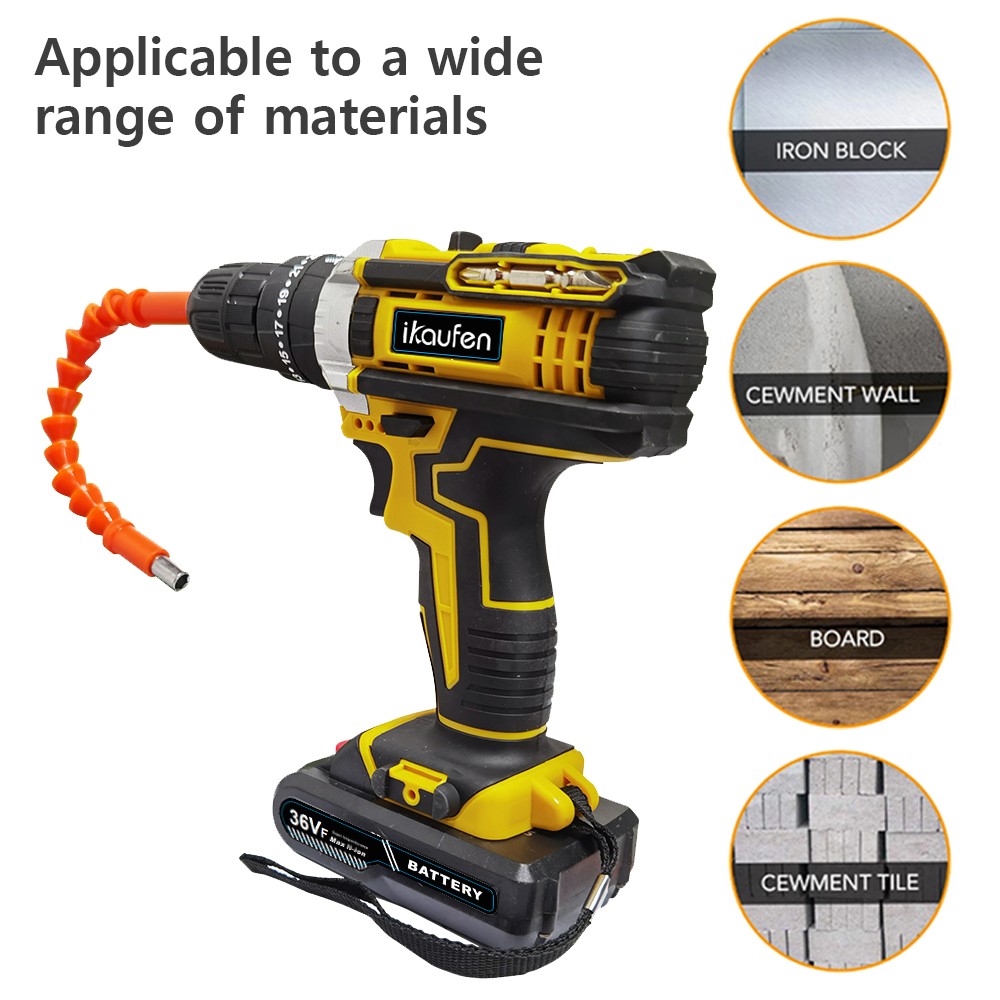 21V Cordless Impact Driver Electric Hammer Drill Combo Kit with 2 Battery B01
