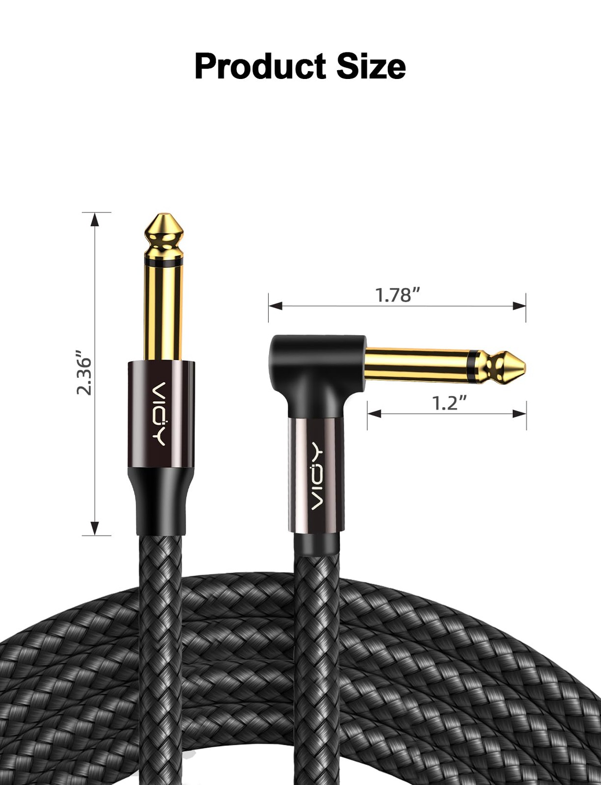 VIOY Guitar Cable 15 ft/5 M, Instrument Right Angle Cables, 6.35 mm (1/4) TS …