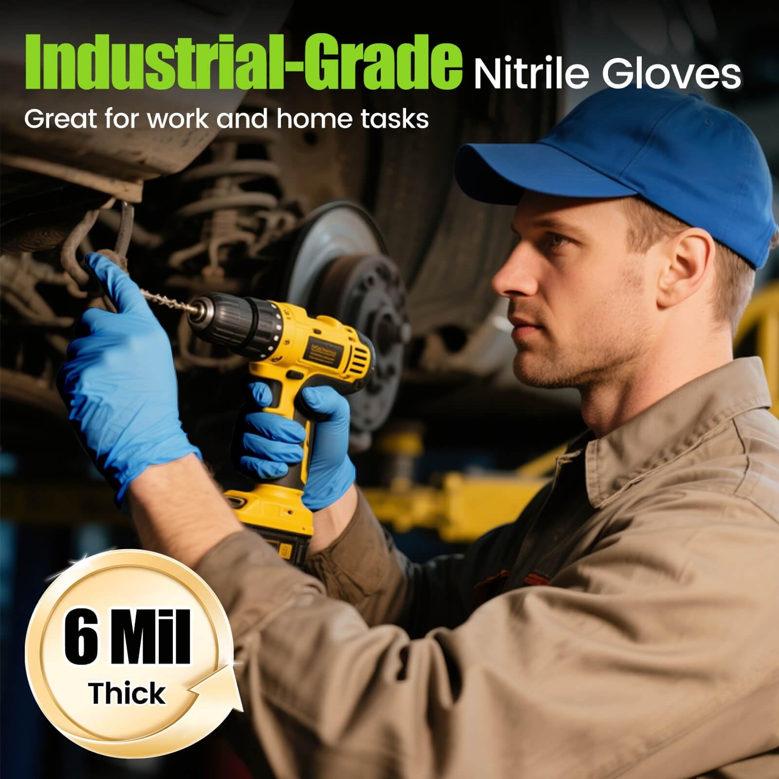TREEGO Blue Nitrile Gloves 6 Mil, Medical & Exam-Grade Large, 100