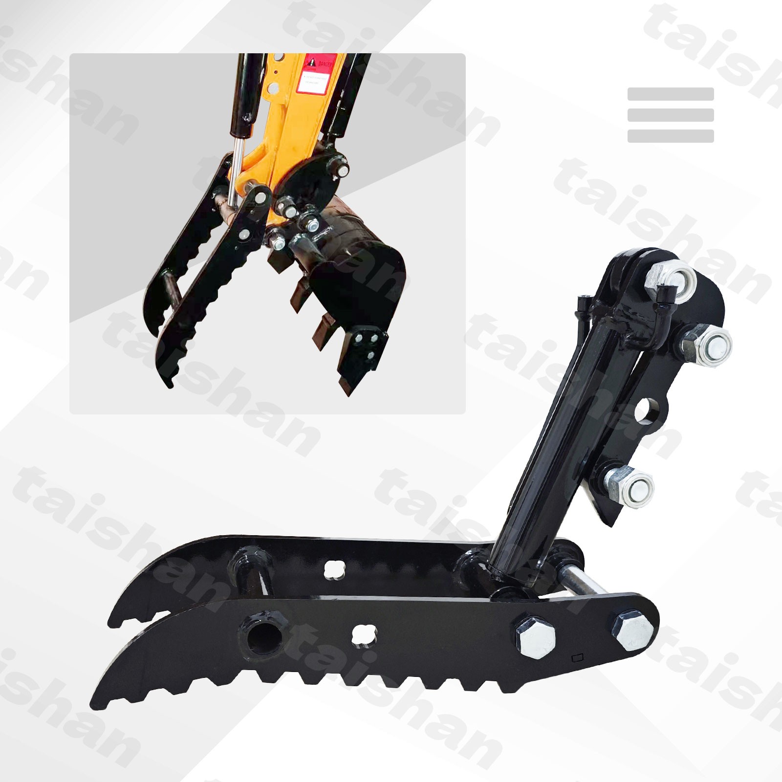 L-Shaped Bracket Hydraulic Thumb Clip For Mini Excavators Attachments 3-Holes