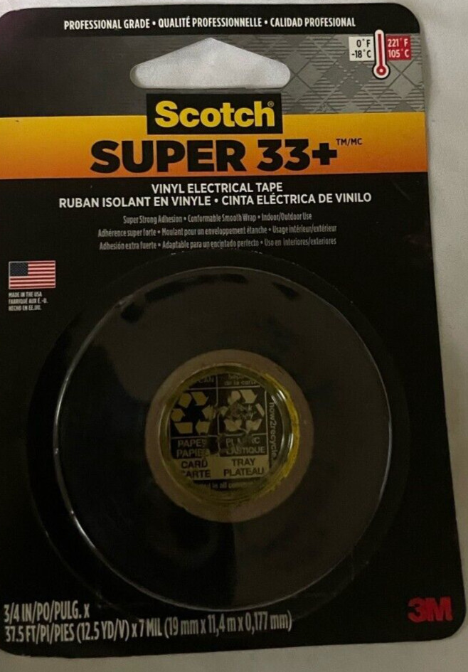 3M 33+TM Vinyl Electrical Tape 3/4X450 Vinyl Plastic Indoor and Outdoor use new