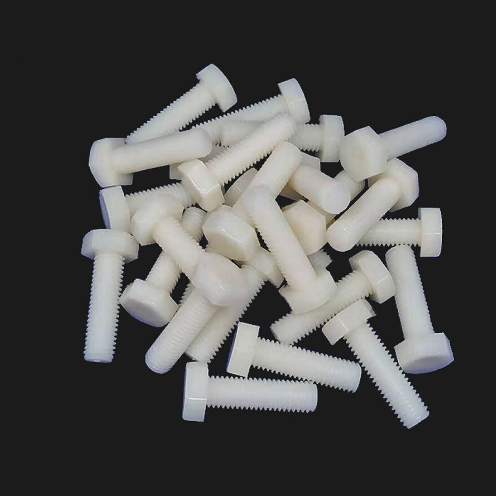 US Stock M4 M5 M6 M8 M10 M12 Hex Nylon screws hex bolts screws White L 6mm~100mm