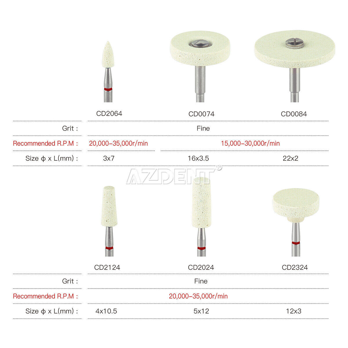Dental Lab Ceramic Diamond Stone Grinder Zirconia Porcelain Polisher Burs HP/RA