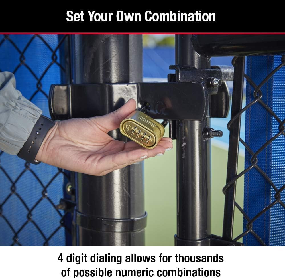 Master Lock Brass Combination Padlock for Indoor and Outdoor Use with Resettable