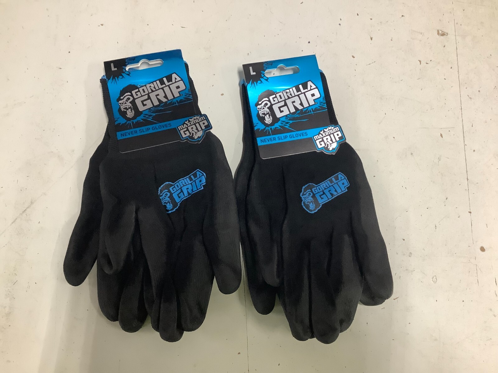 Gorilla Grip Slip Resistant All Purpose Work Gloves LARGE – 2 Pair – NEW