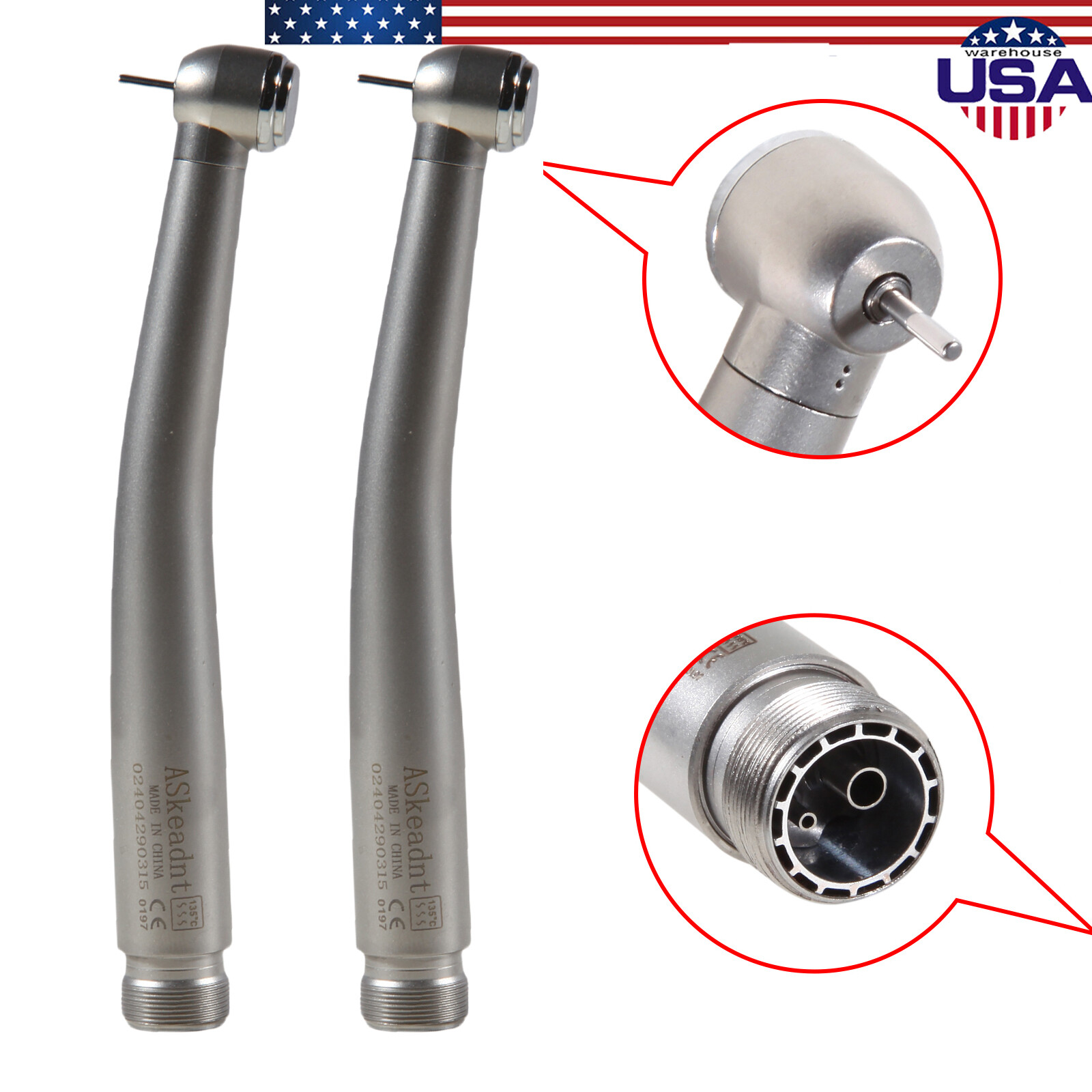 2 PCS Dental High Speed Handpieces 2 Hole Air Turbine Borden NSK Pana Max Style