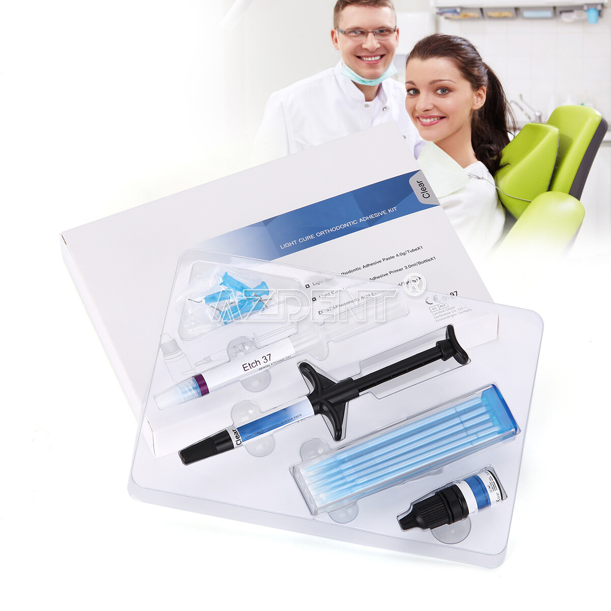 AZDENT Dental Orthodontic Brackets Braces Mini Roth.022 /Light Cure Adhesive Kit