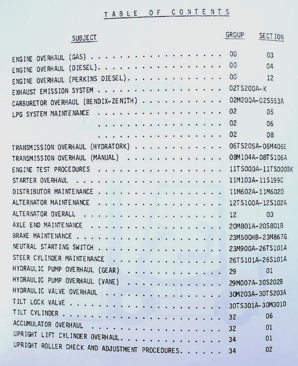 Clark C500-30 C500-35 C500-40 C500-45 Forklift Service Repair Manual Shop Oh-339